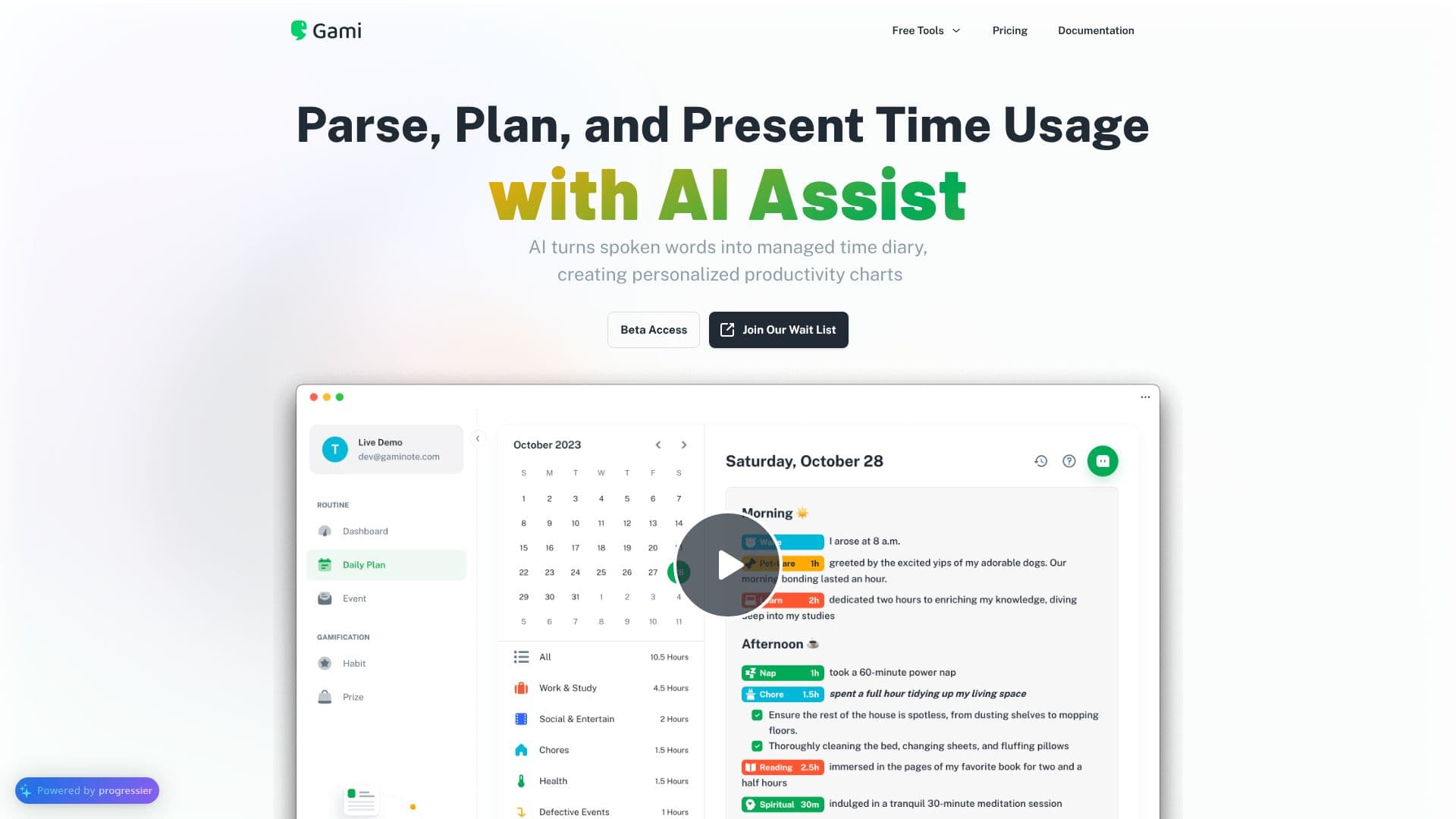 Capture d’écran de Gami AI Gestion du Temps