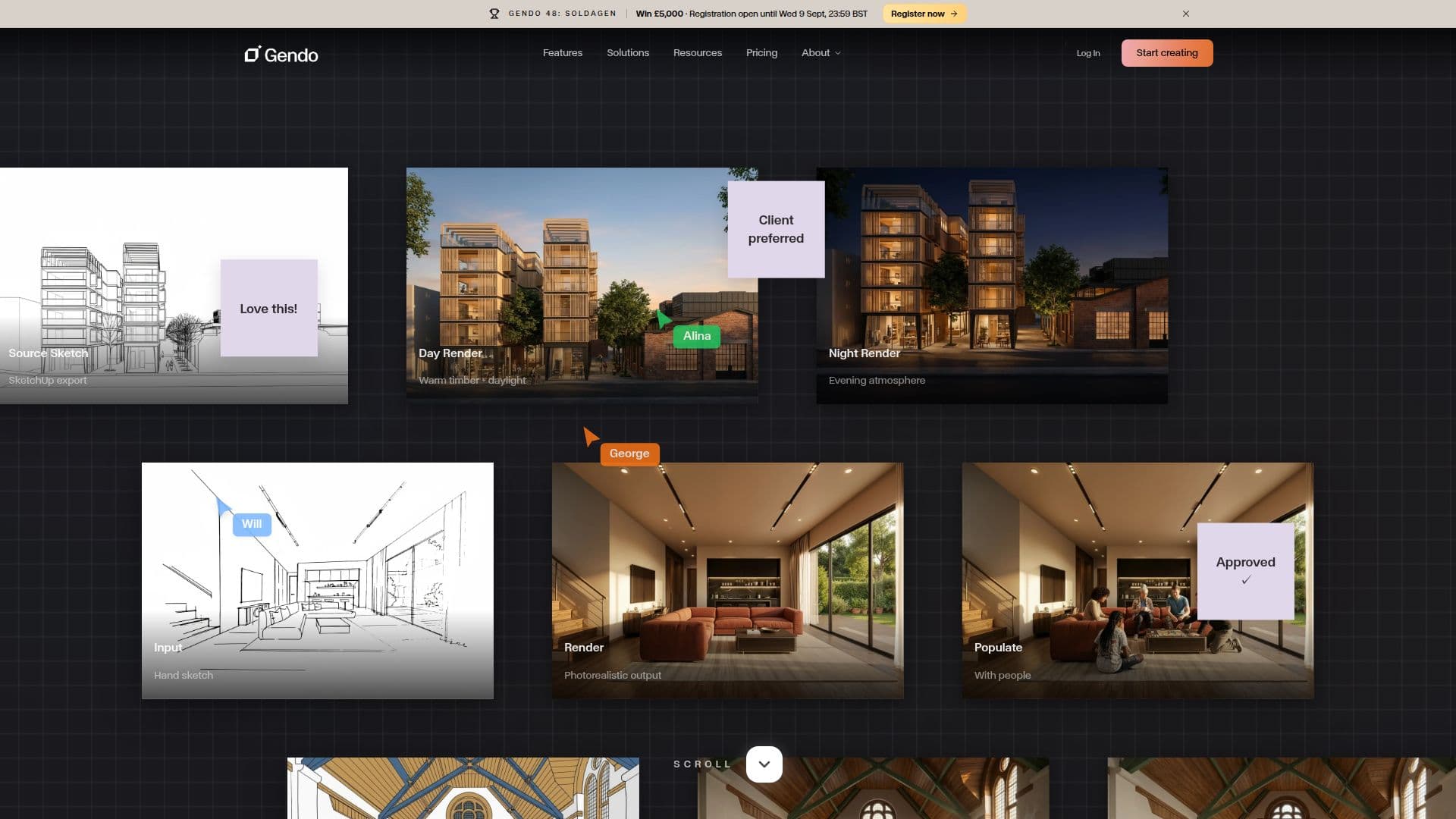Screenshot von KI-Rendering für Architektur | Gendo Design Canvas