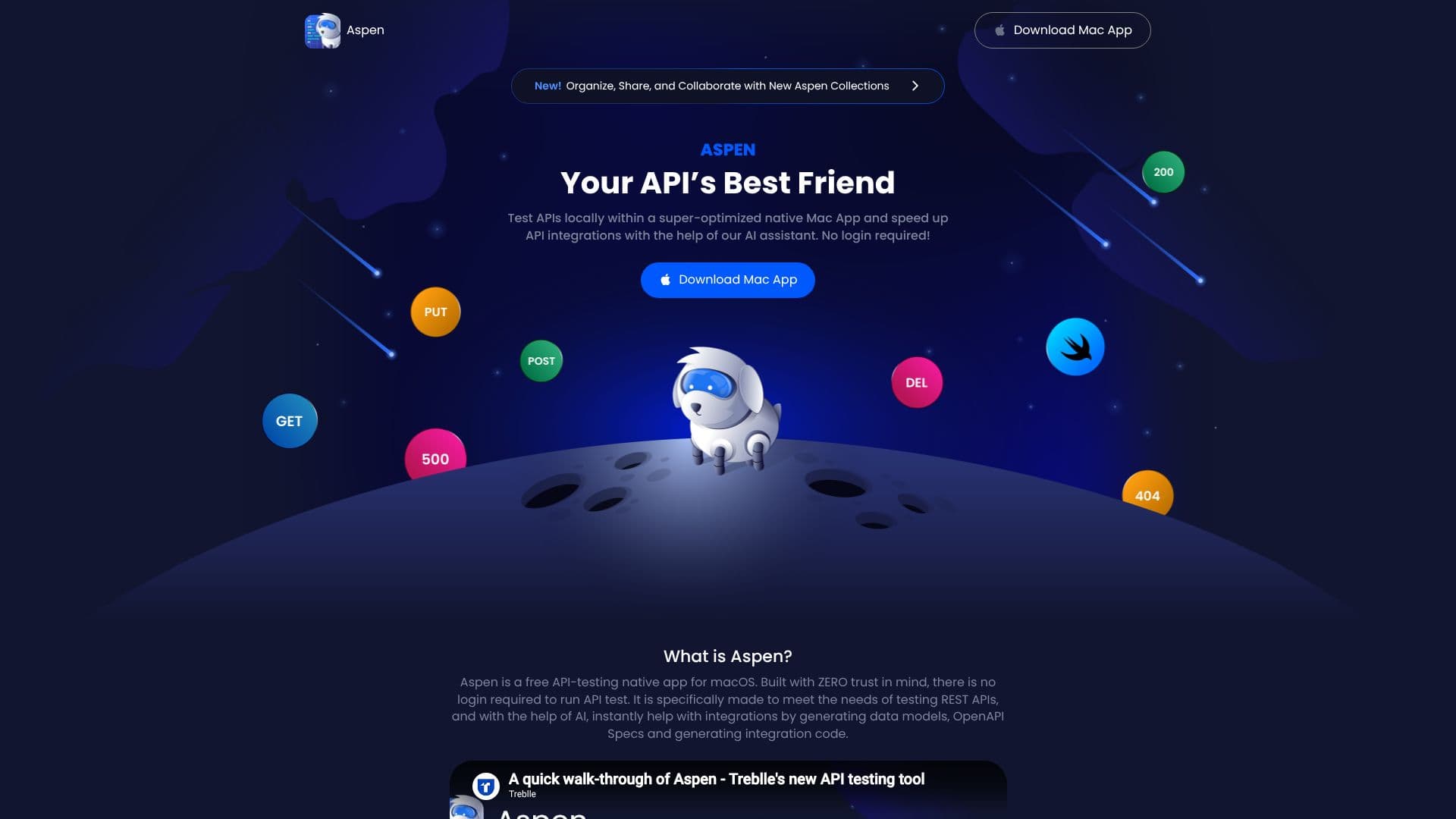 Captura de pantalla de Aspen API Testing Tool