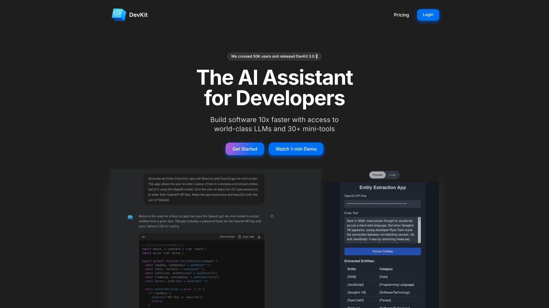 لقطة شاشة لـ DevKit | مساعد الذكاء الاصطناعي للمطورين