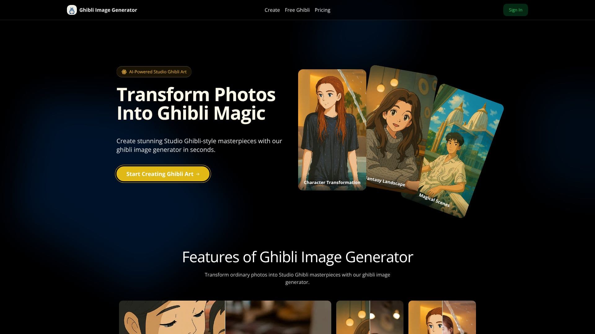 Screenshot von Ghibli Bildgenerator