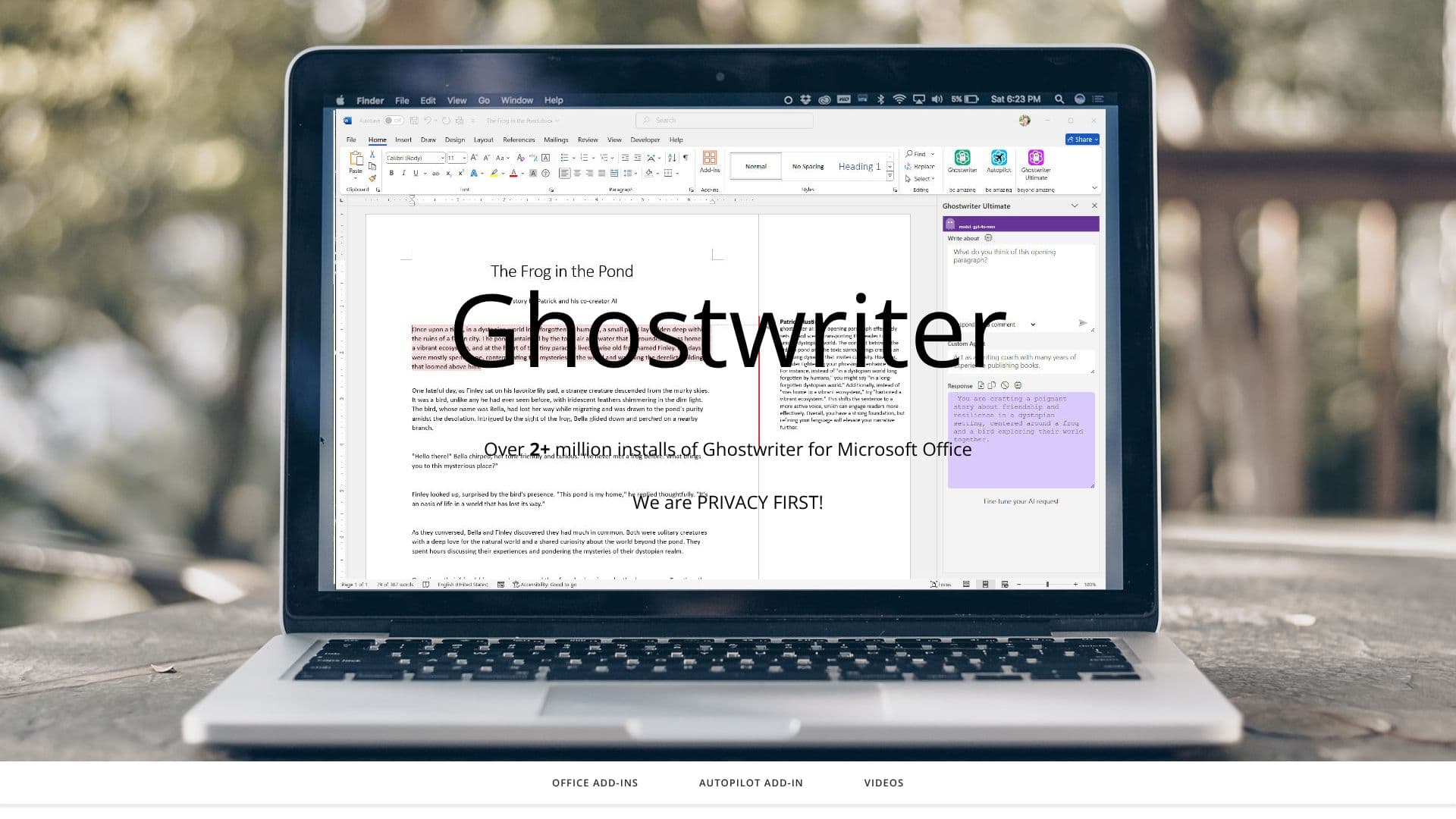 Ghostwriter AI Add-ins 스크린샷