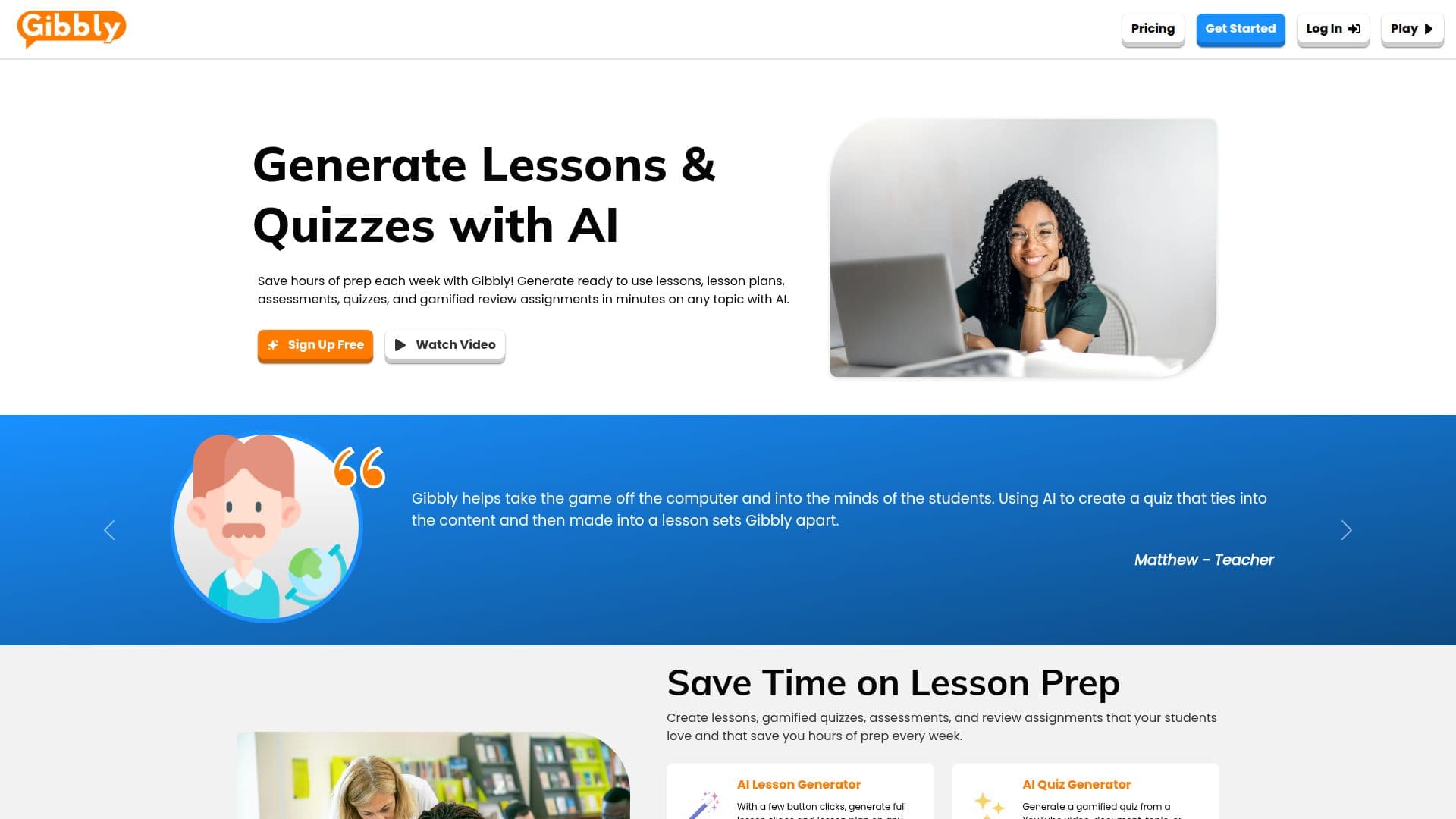 Gibbly AI Lesson Generator screenshot