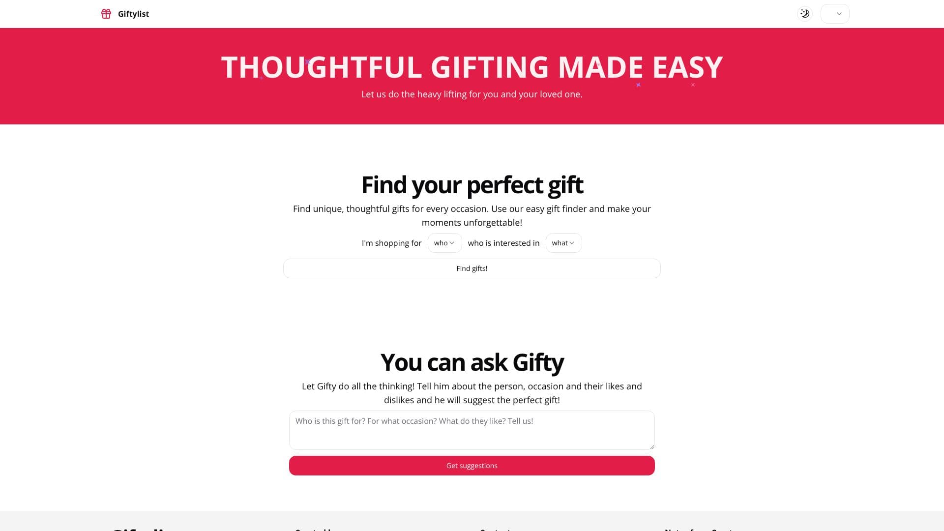 Screenshot von Giftylist