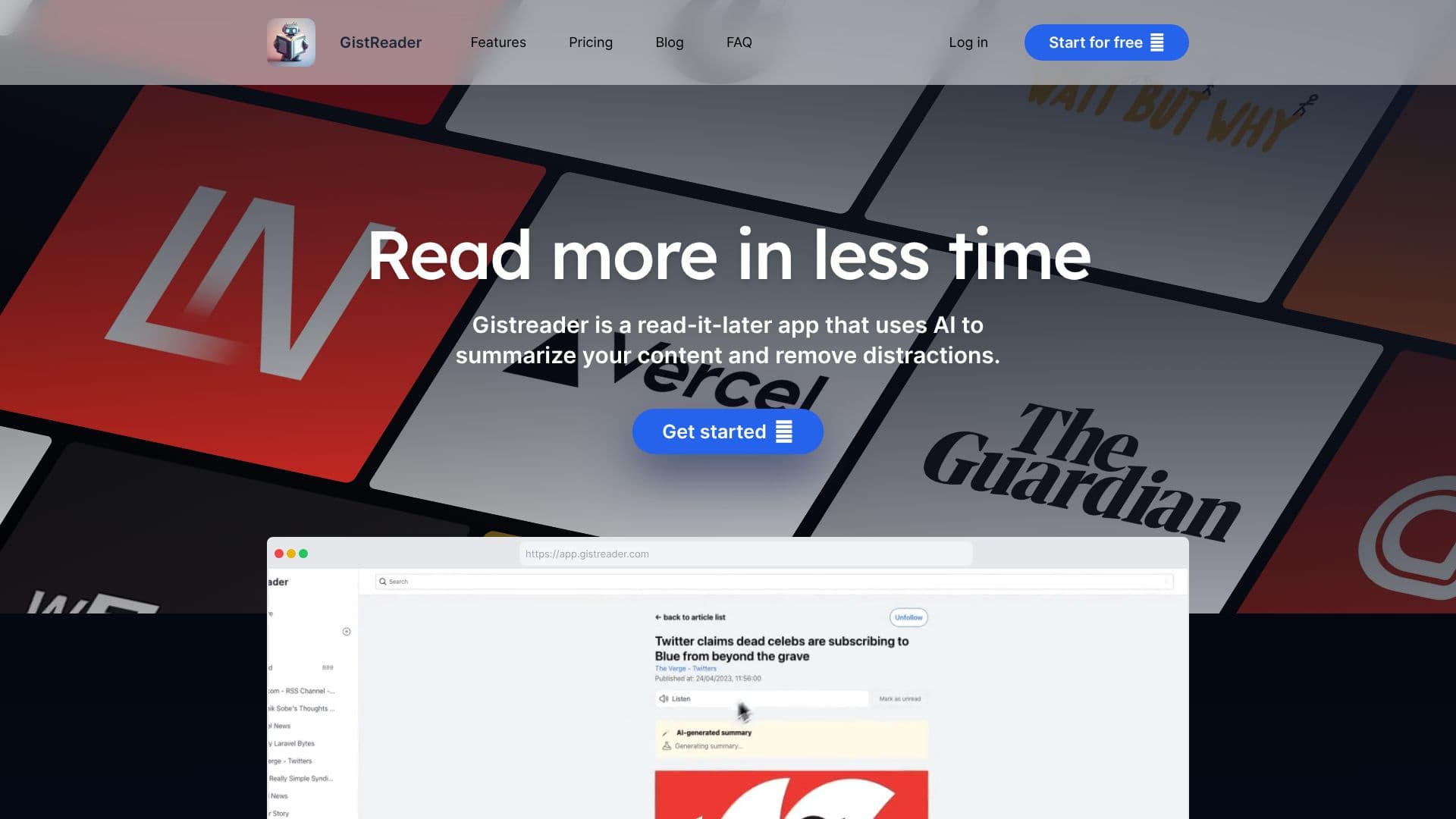 GistReader AI Web Reader screenshot