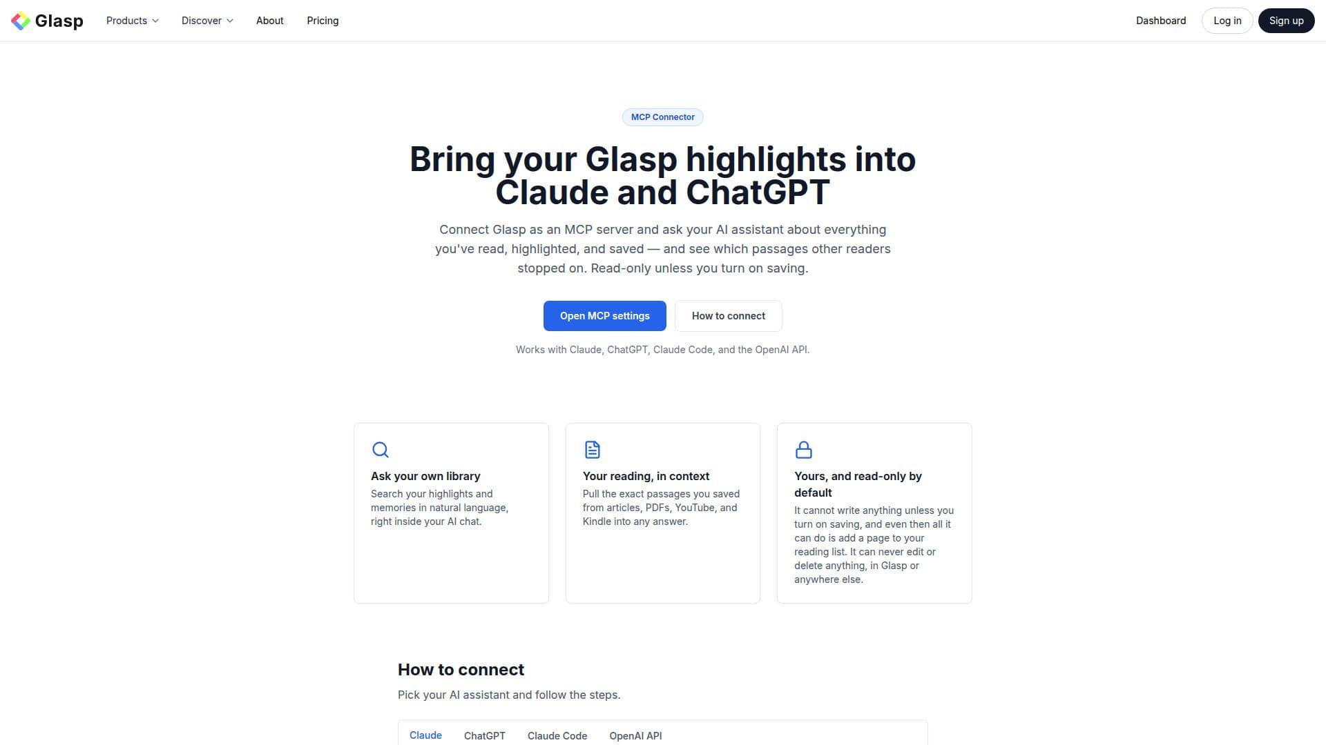 Screenshot von MCP Connector | Glasp