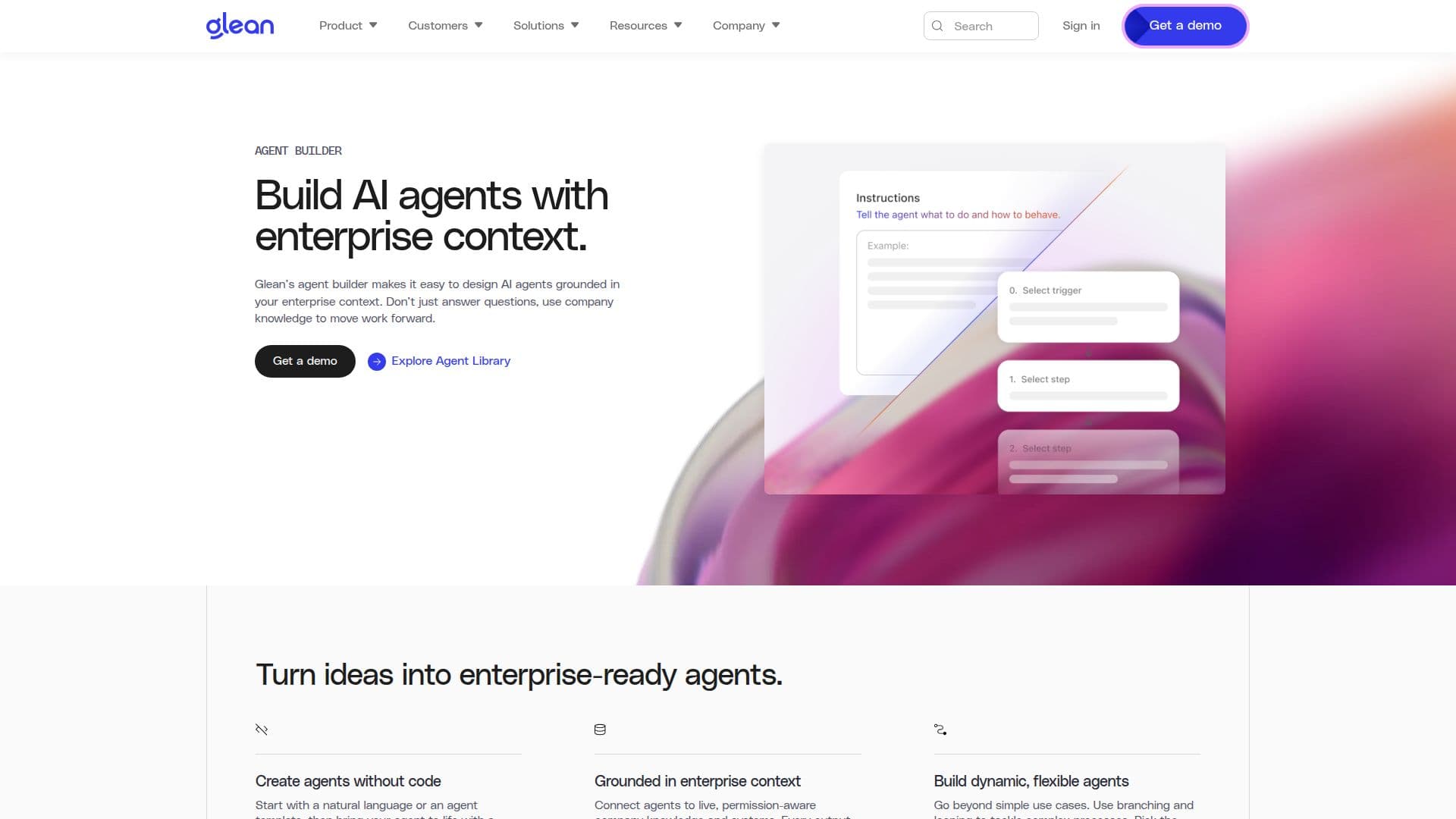 Screenshot von Glean Agent Builder