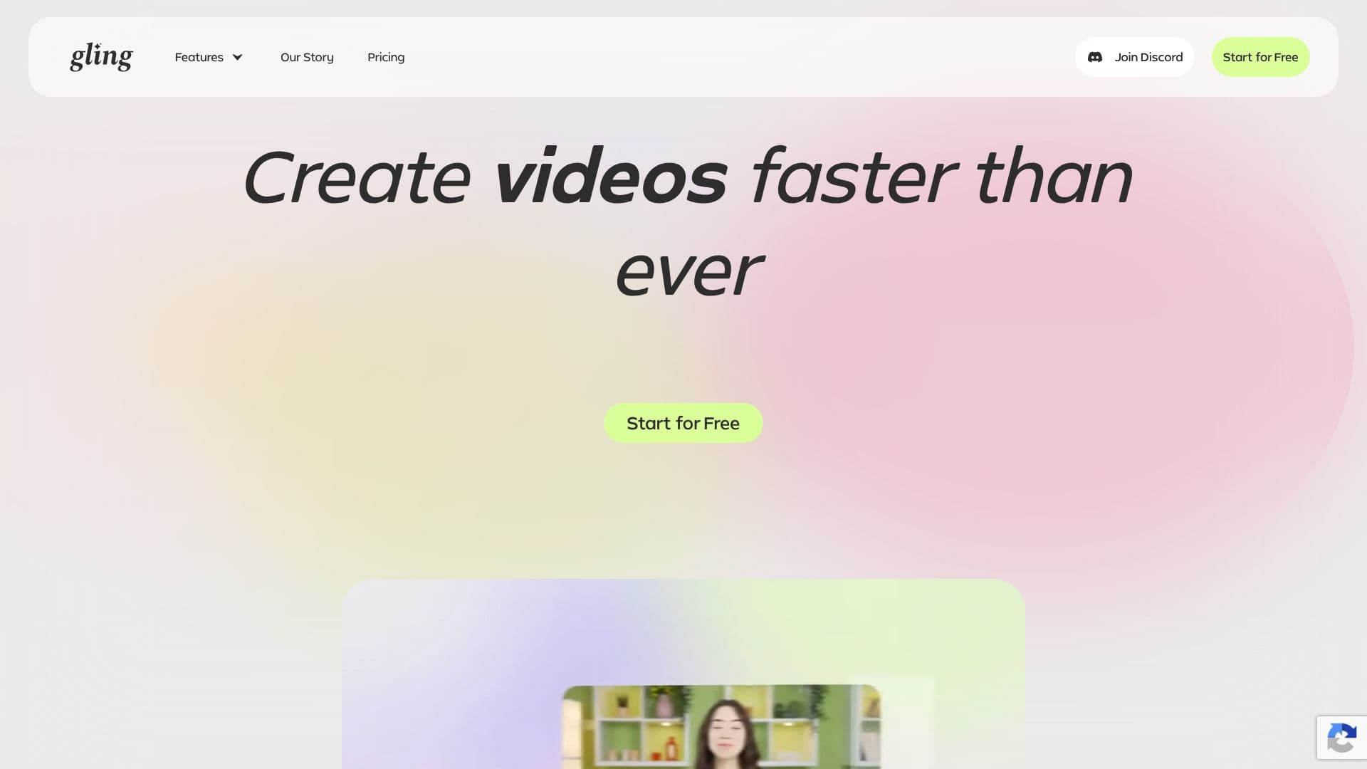Captura de pantalla de Edición de Video con IA Gling