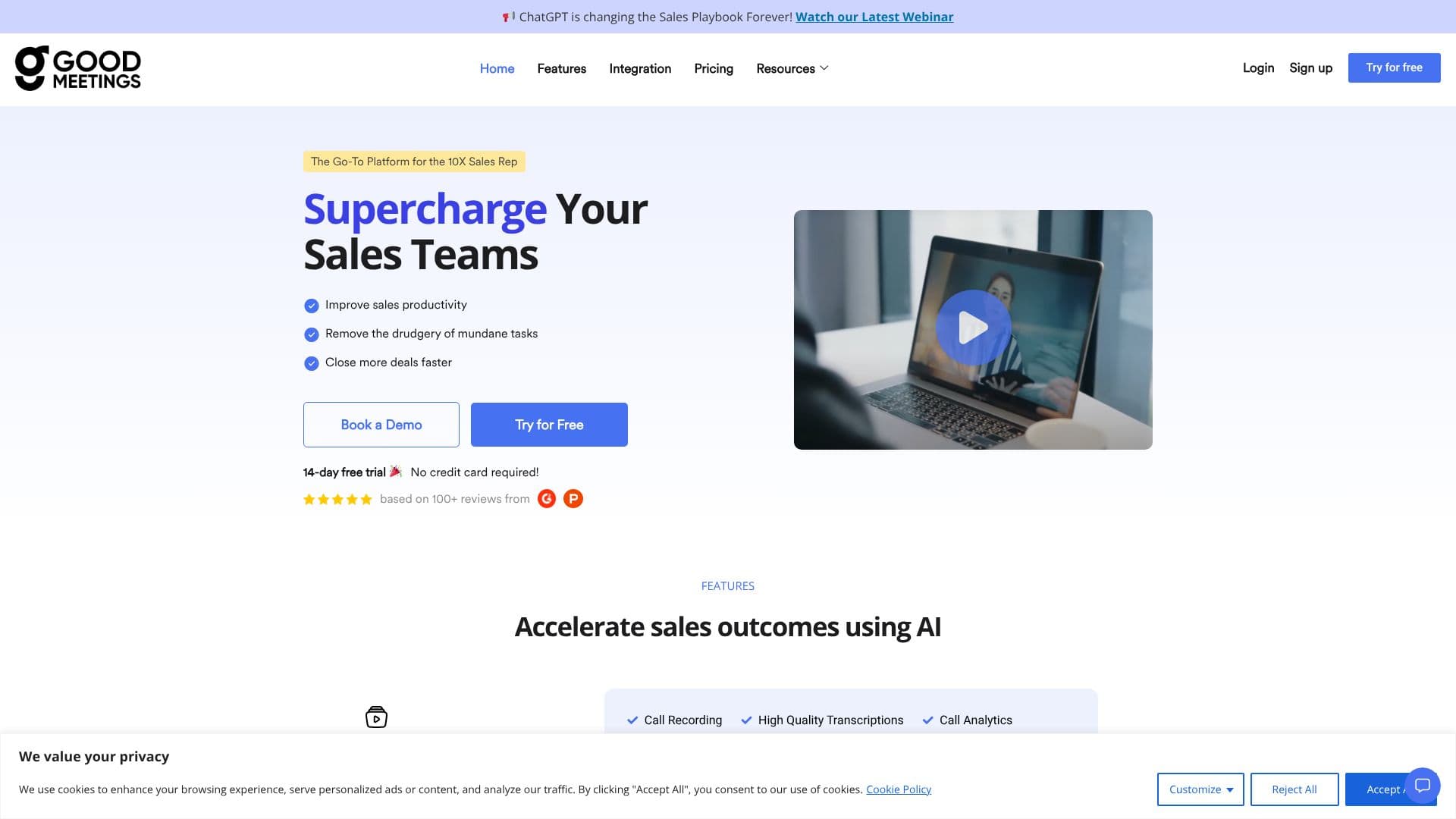 Goodmeetings AI Sales Insights のスクリーンショット