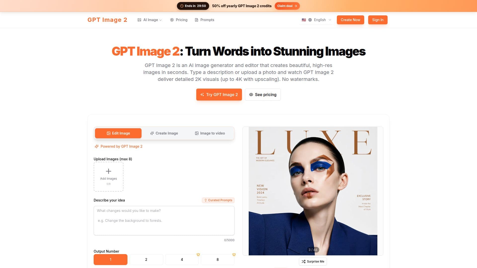 GPT Image 2 — Generador y Editor de Imágenes AI screenshot