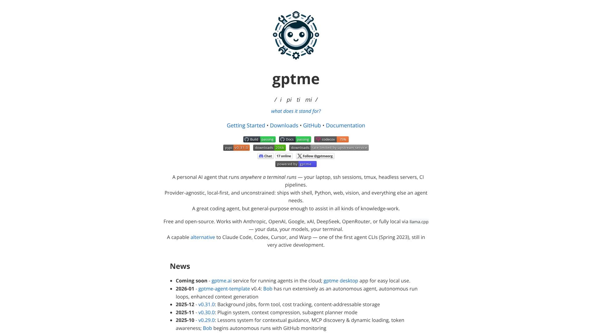 gptme - Agent in Terminal 截图
