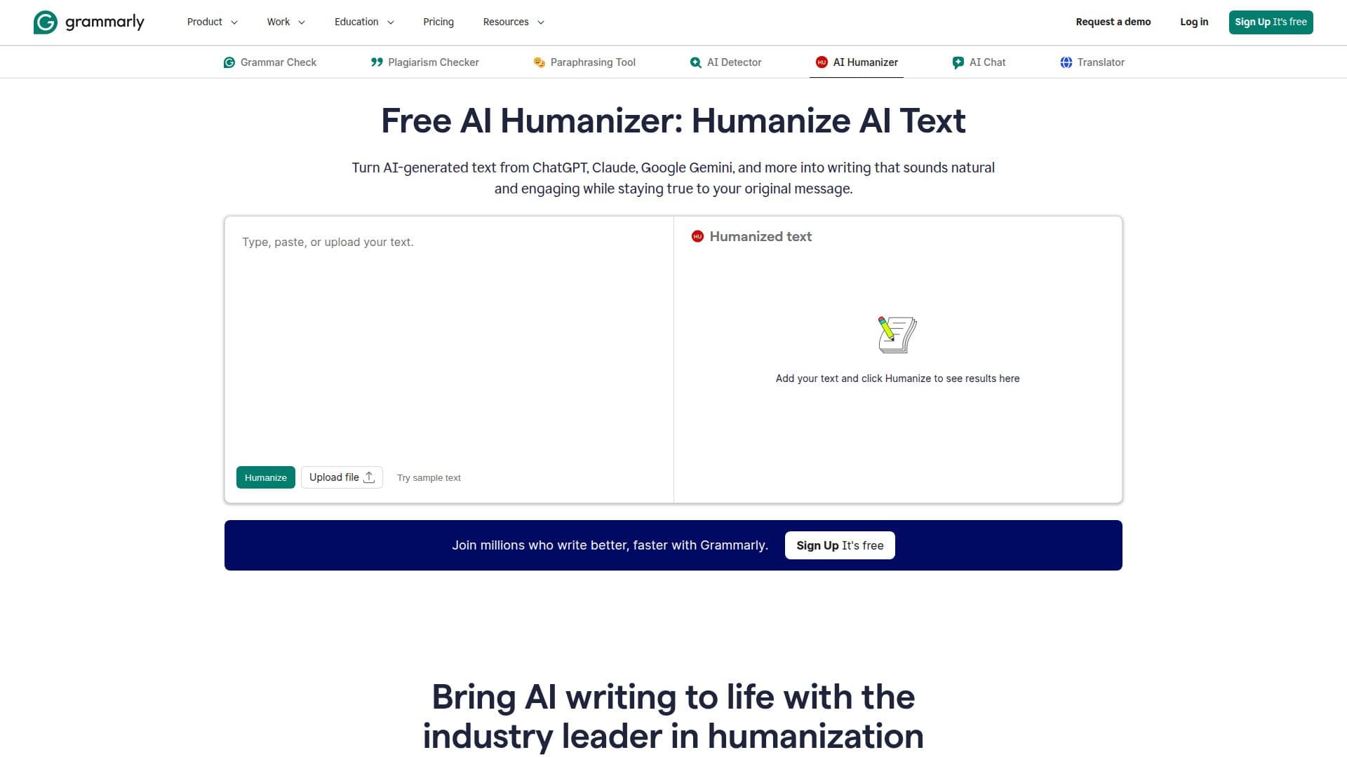 Grammarly AI Humanizer screenshot