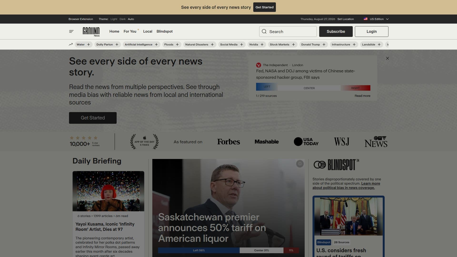Screenshot von Ground News
