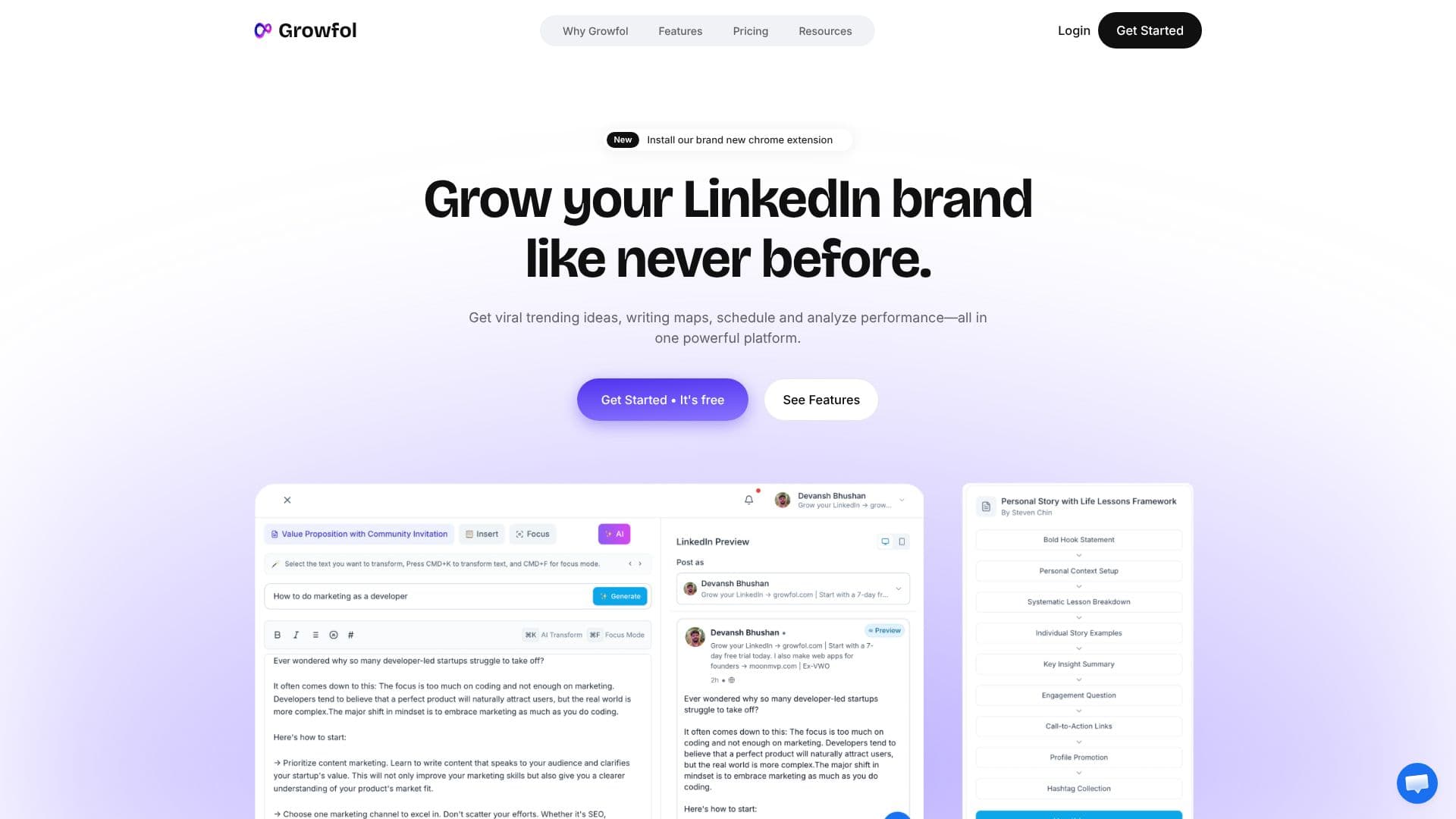 Скриншот Growfol - Рост аудитории в LinkedIn