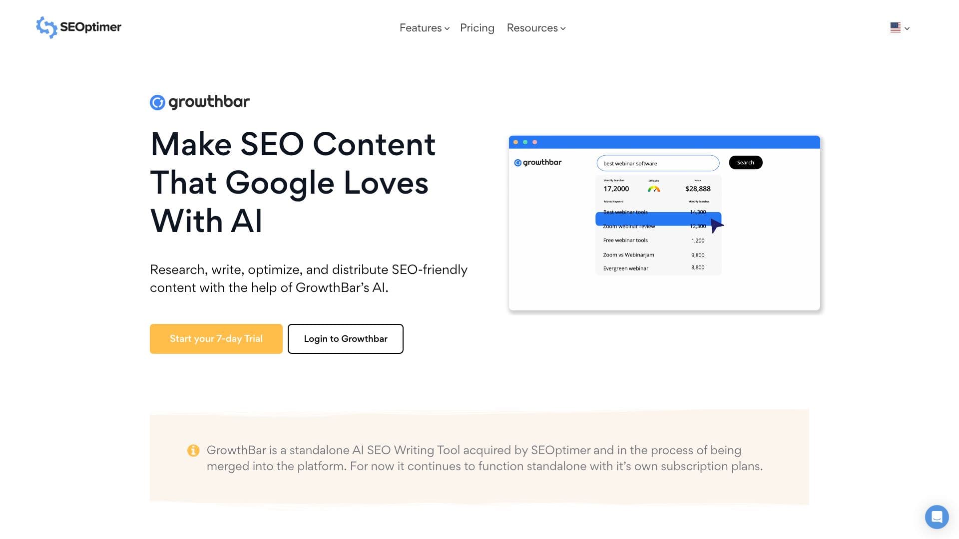 Tangkapan layar GrowthBar Alat SEO AI