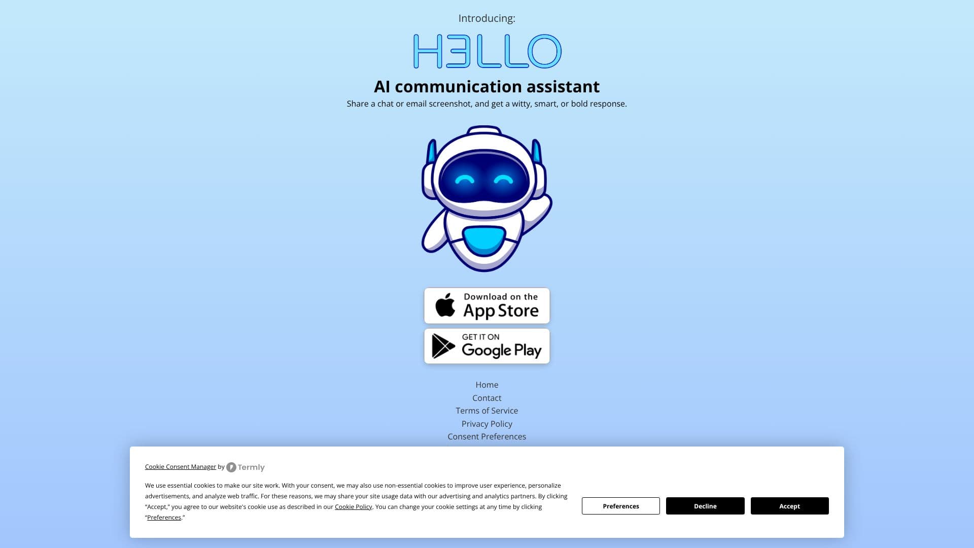 لقطة شاشة لـ H3LLO مساعد الاتصال بالذكاء الاصطناعي