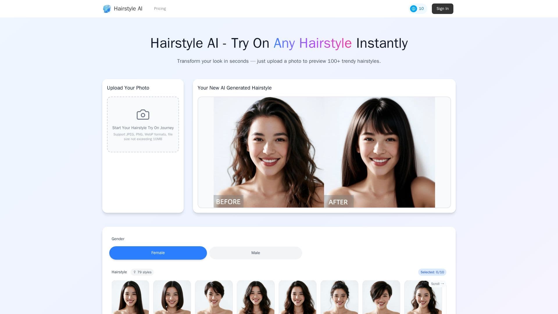 Hairstyle AI screenshot