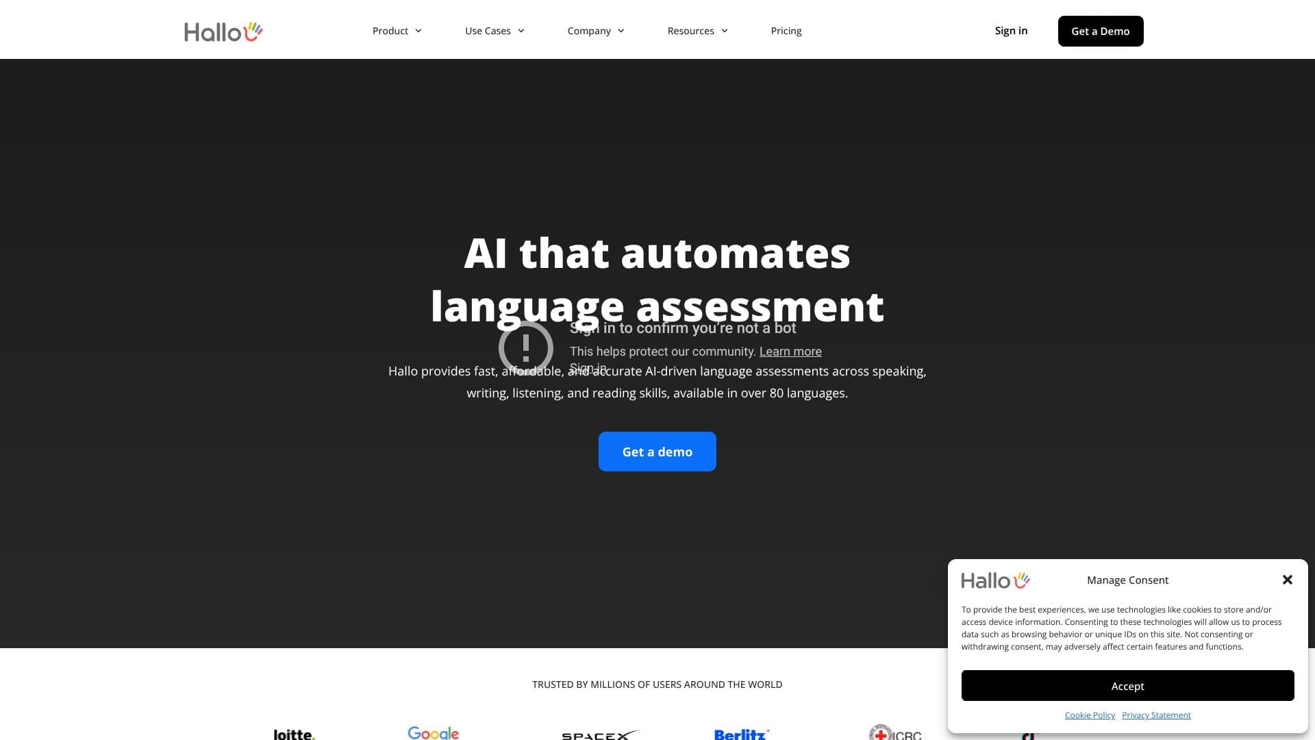 Captura de tela do Avaliação de Idiomas com IA Hallo
