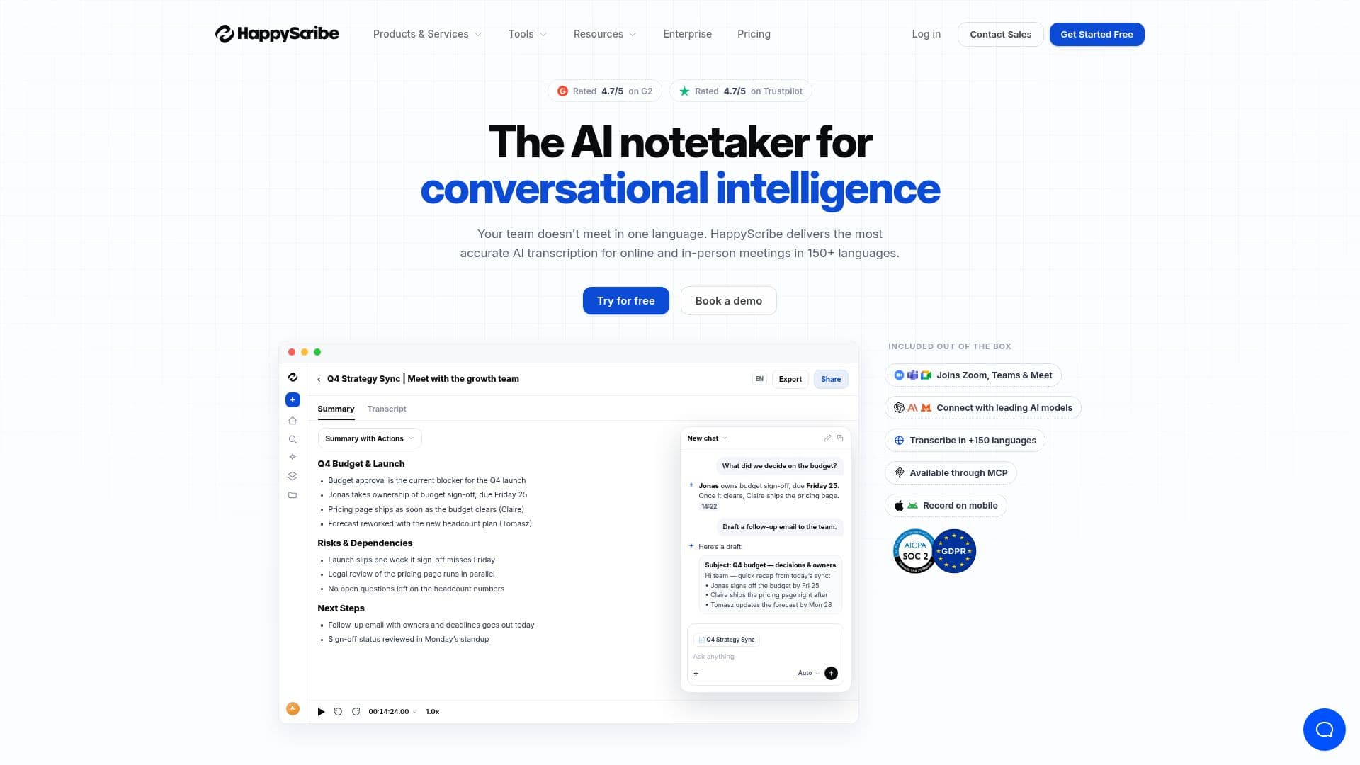 HappyScribe screenshot