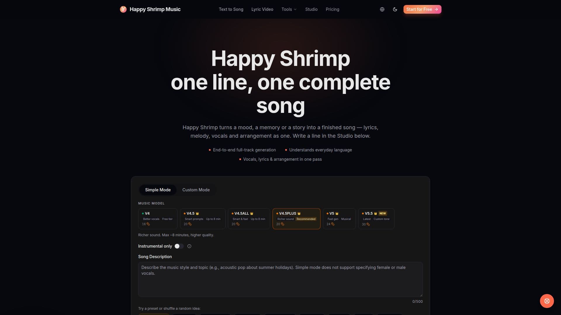 Tangkapan layar Model Musik AI Happy Shrimp