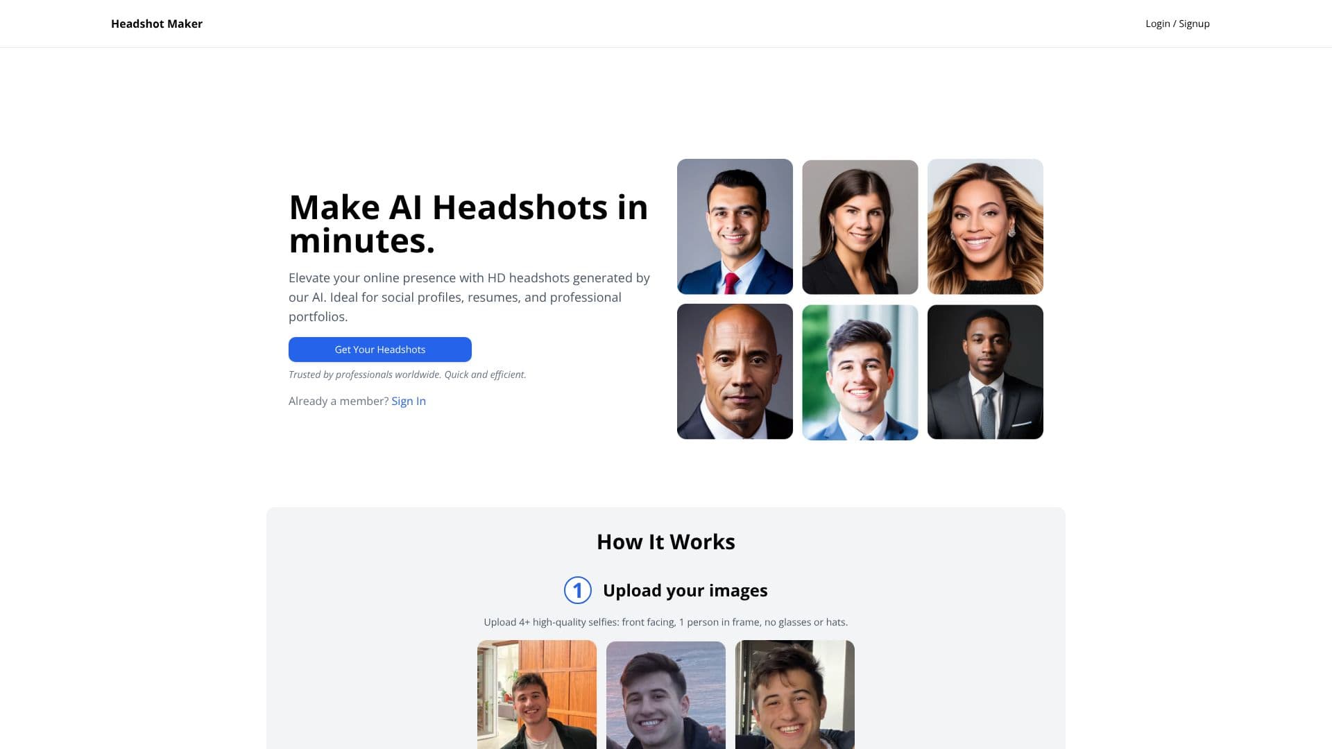 Capture d’écran de Headshots AI