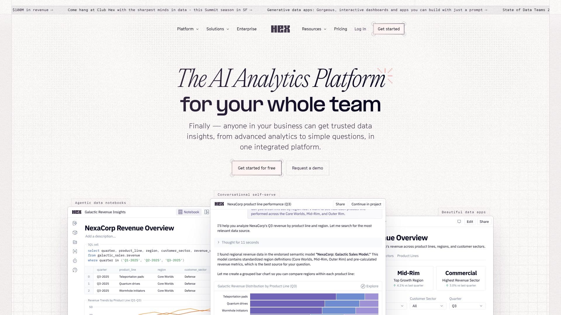 Hex: AI Analytics Platform screenshot
