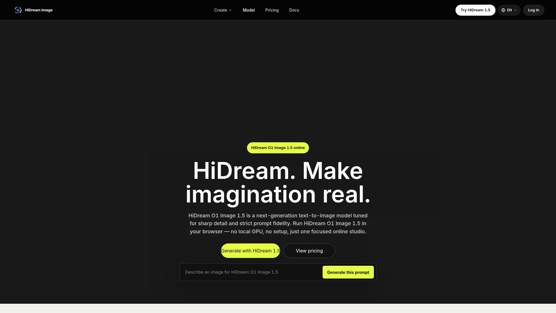 Captura de pantalla de HiDream O1 Image 1.5