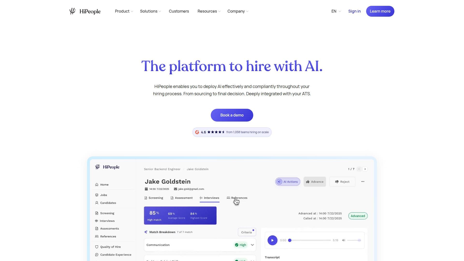 HiPeople - AI Hiring Platform screenshot