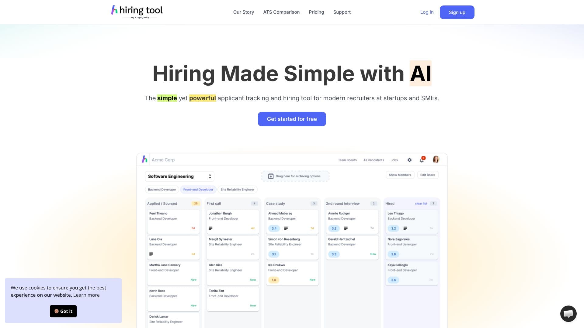Captura de pantalla de Hiring Tool ATS