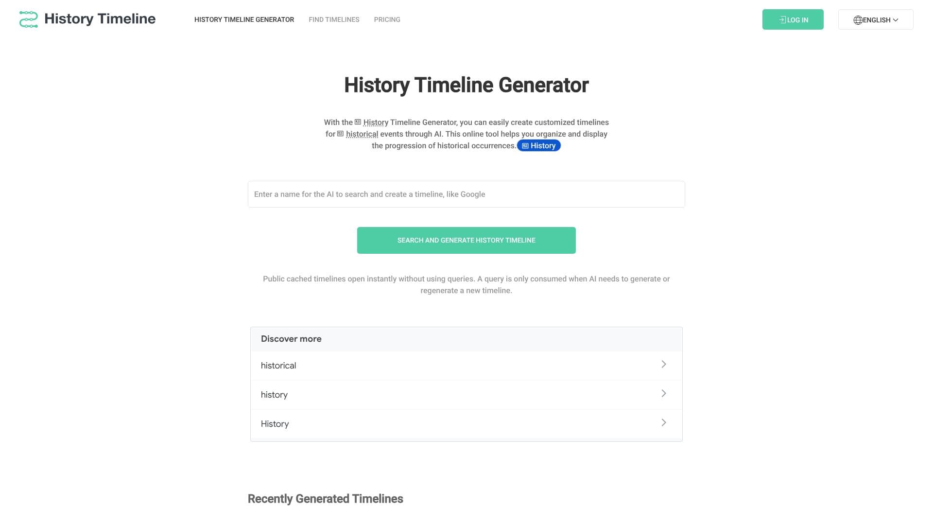 Screenshot von Generator für Geschichts-Timelines