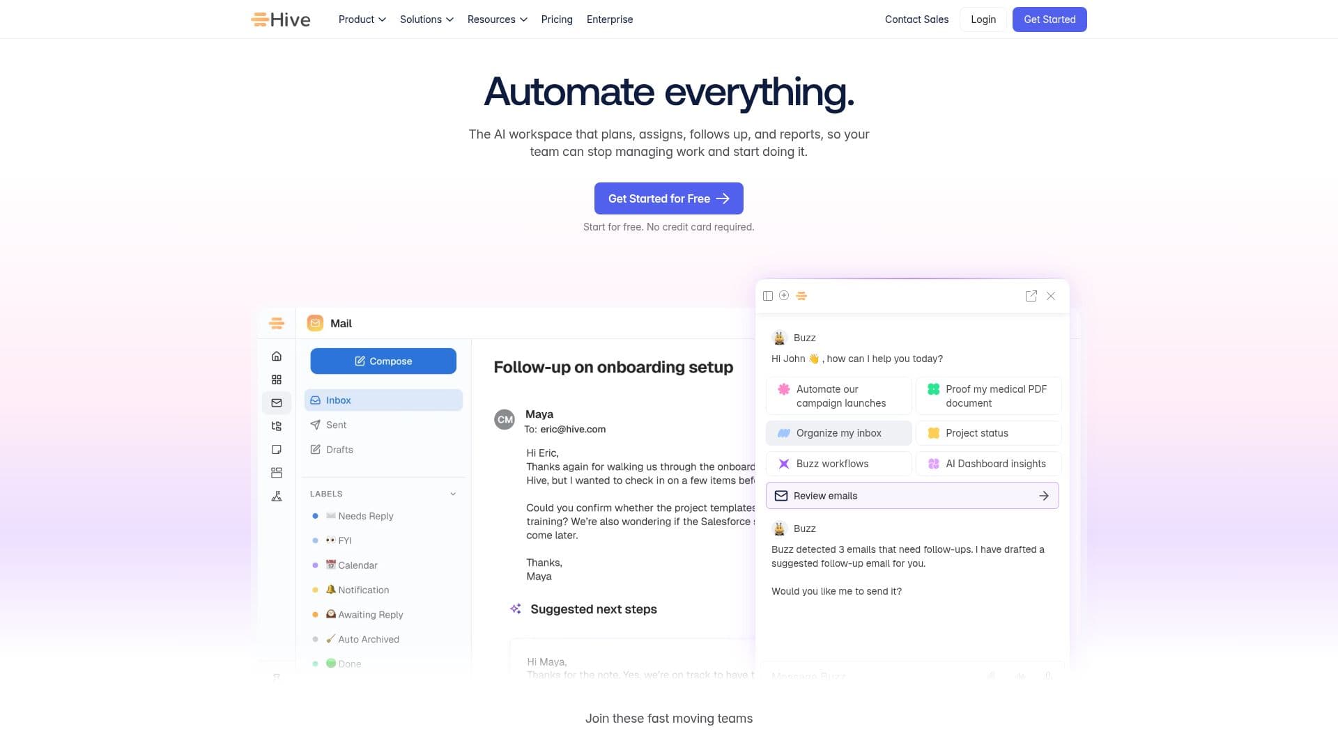 Screenshot von Hive Projektmanagement