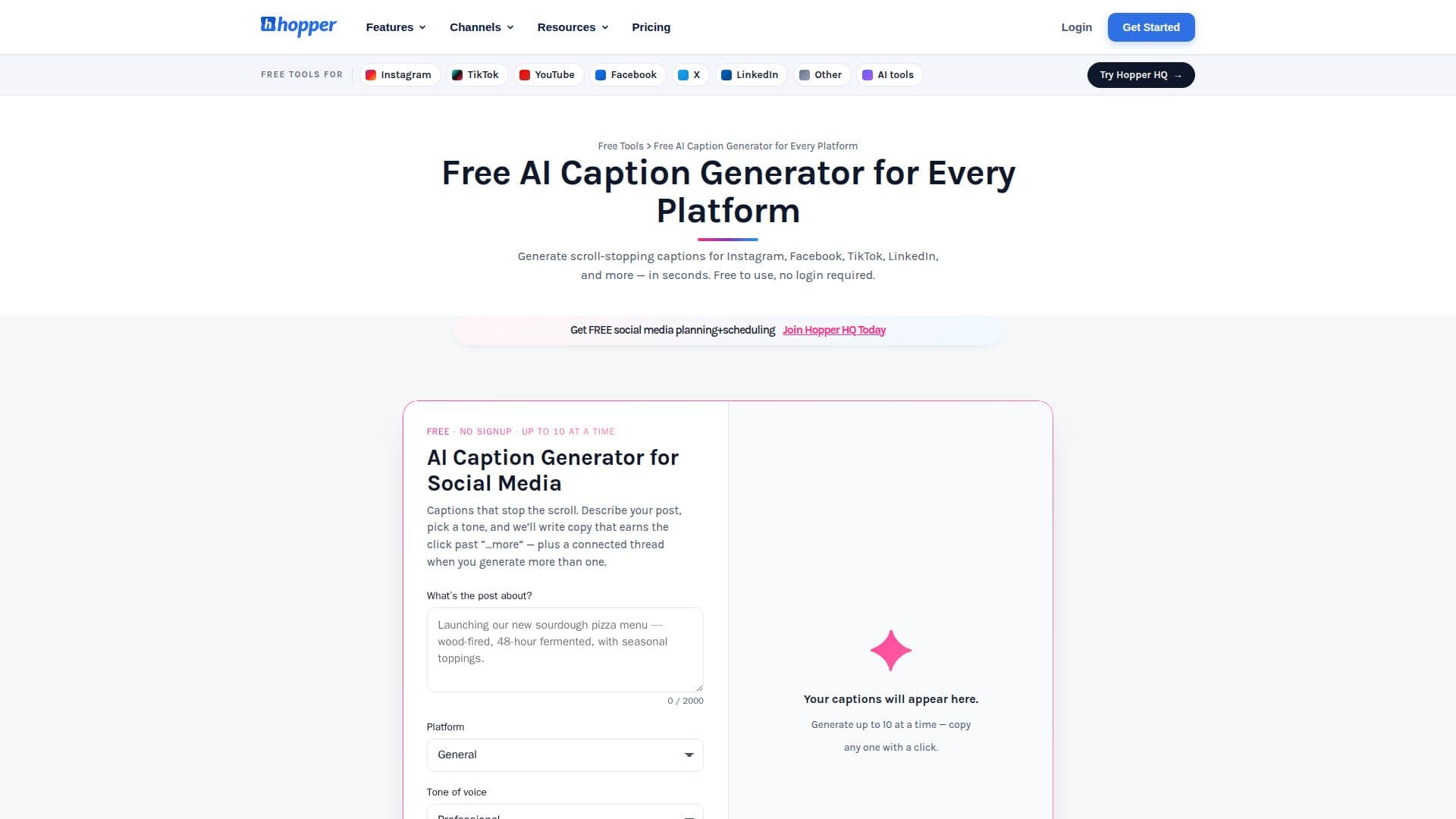 Hopper HQ AI Caption Generator screenshot