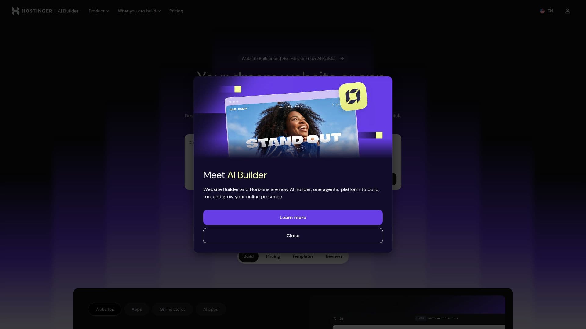 Hostinger AI Builder 截图
