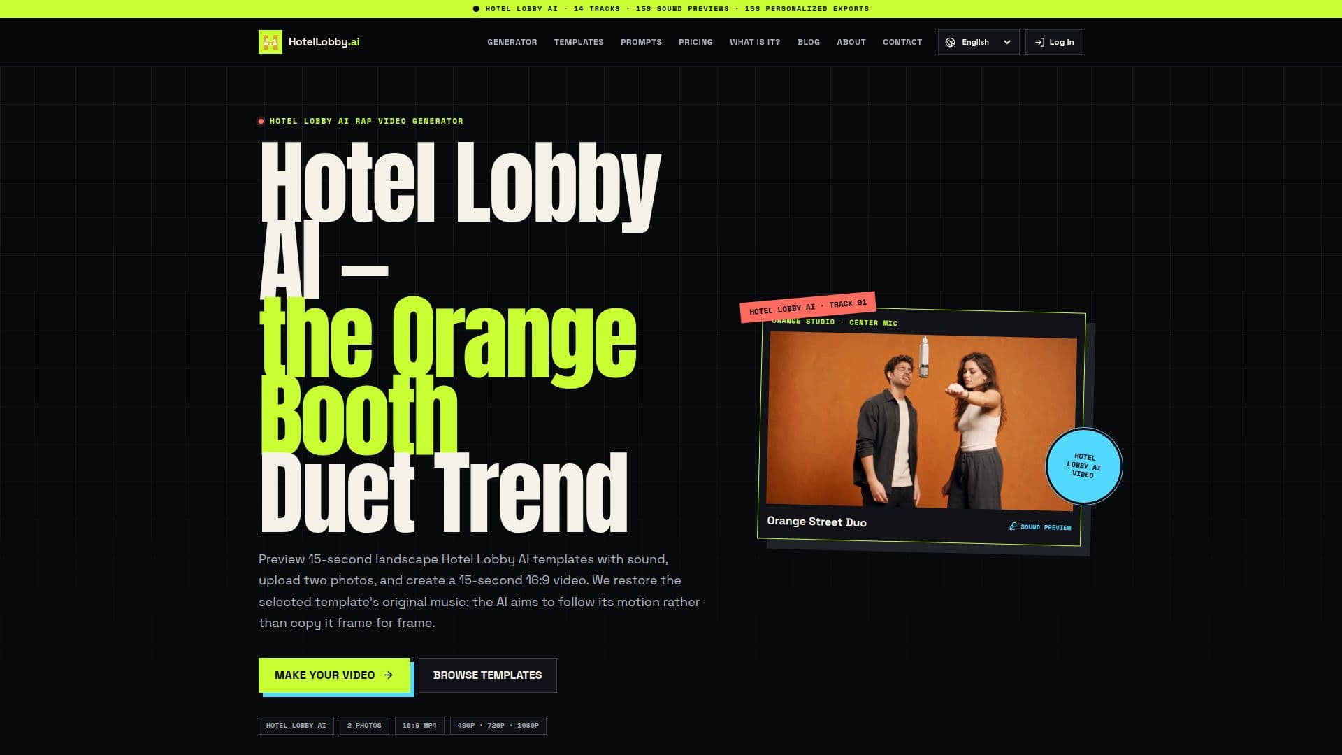 Screenshot von Hotel Lobby AI Rap Video Generator