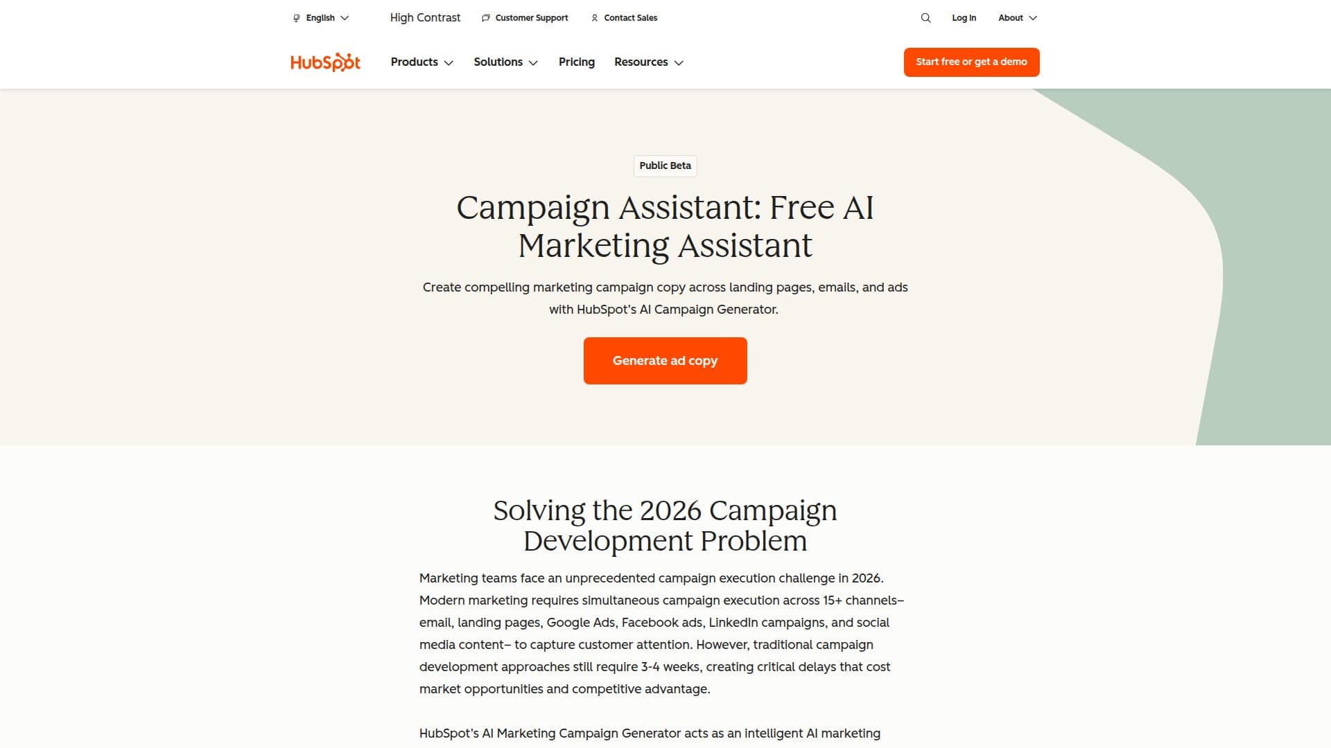 HubSpot Campaign Assistant screenshot