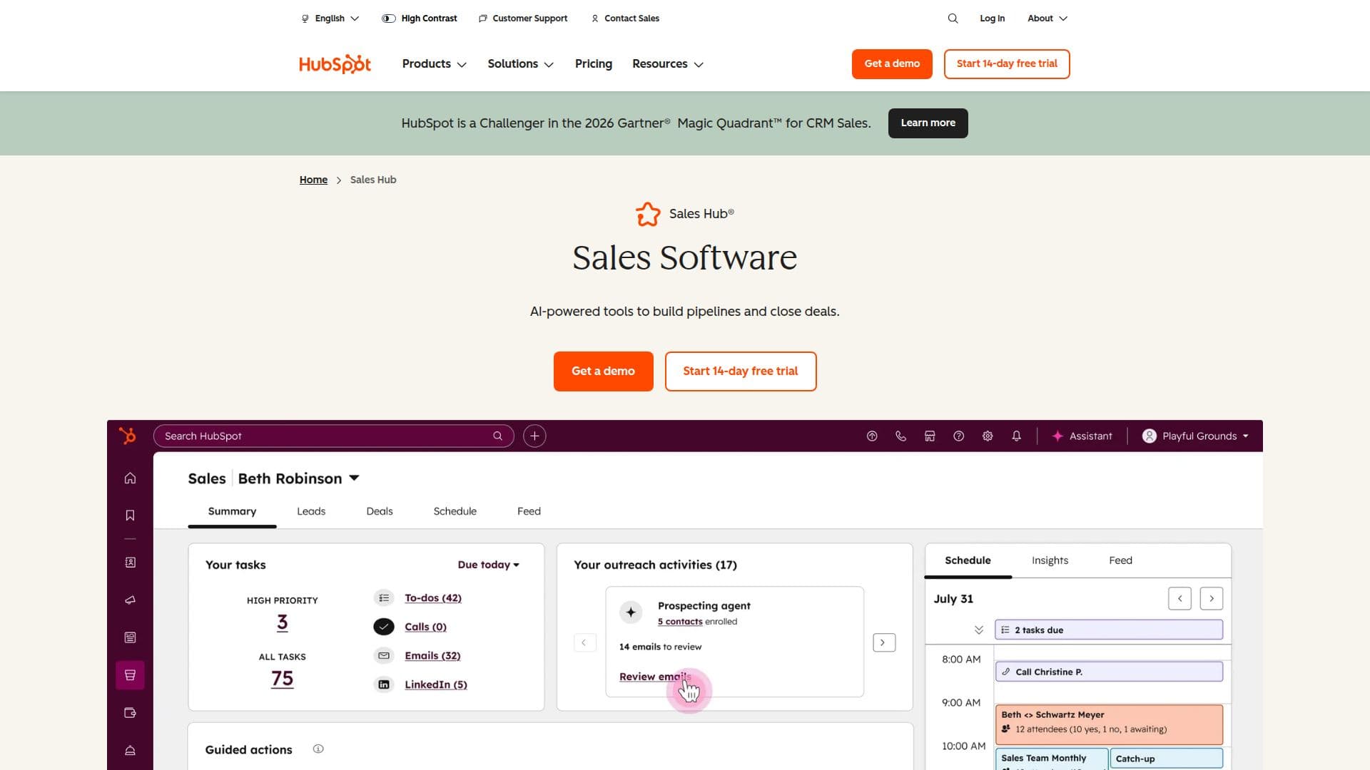 HubSpot AI Sales Software 스크린샷