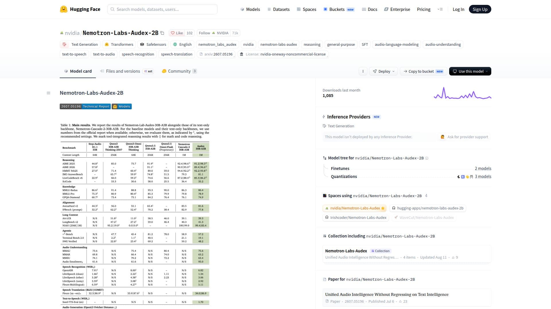 Screenshot von Nemotron-Labs-Audex-2B