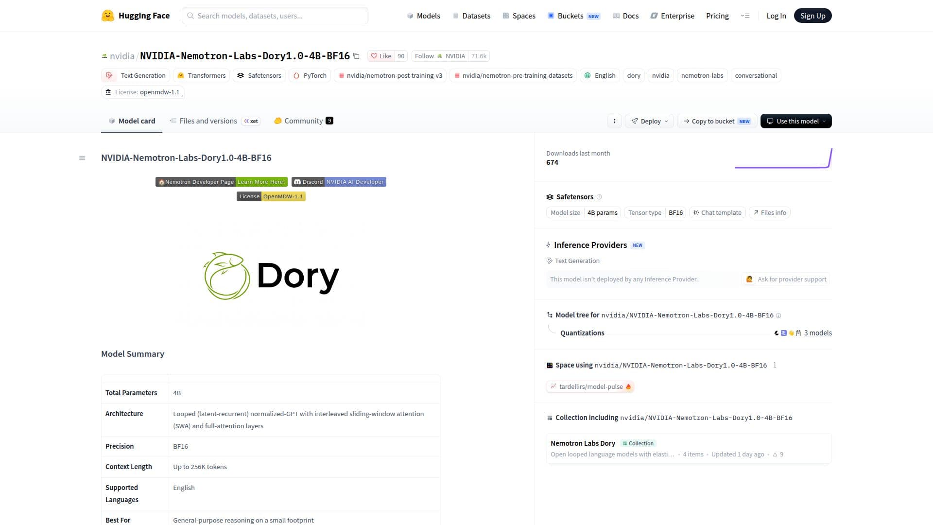 NVIDIA-Nemotron-Labs-Dory1.0-4B-BF16 screenshot