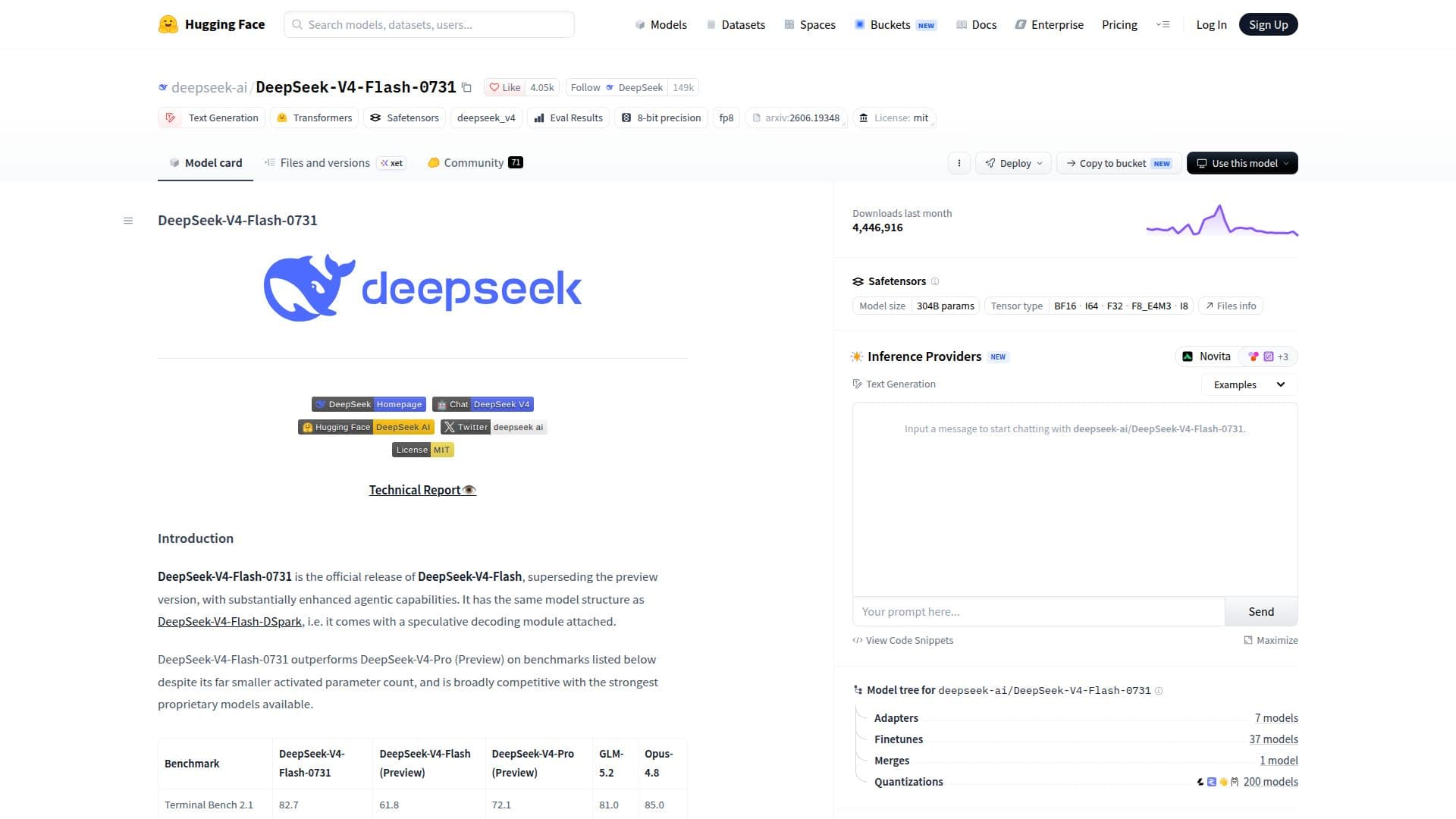DeepSeek-V4-Flash-0731 screenshot