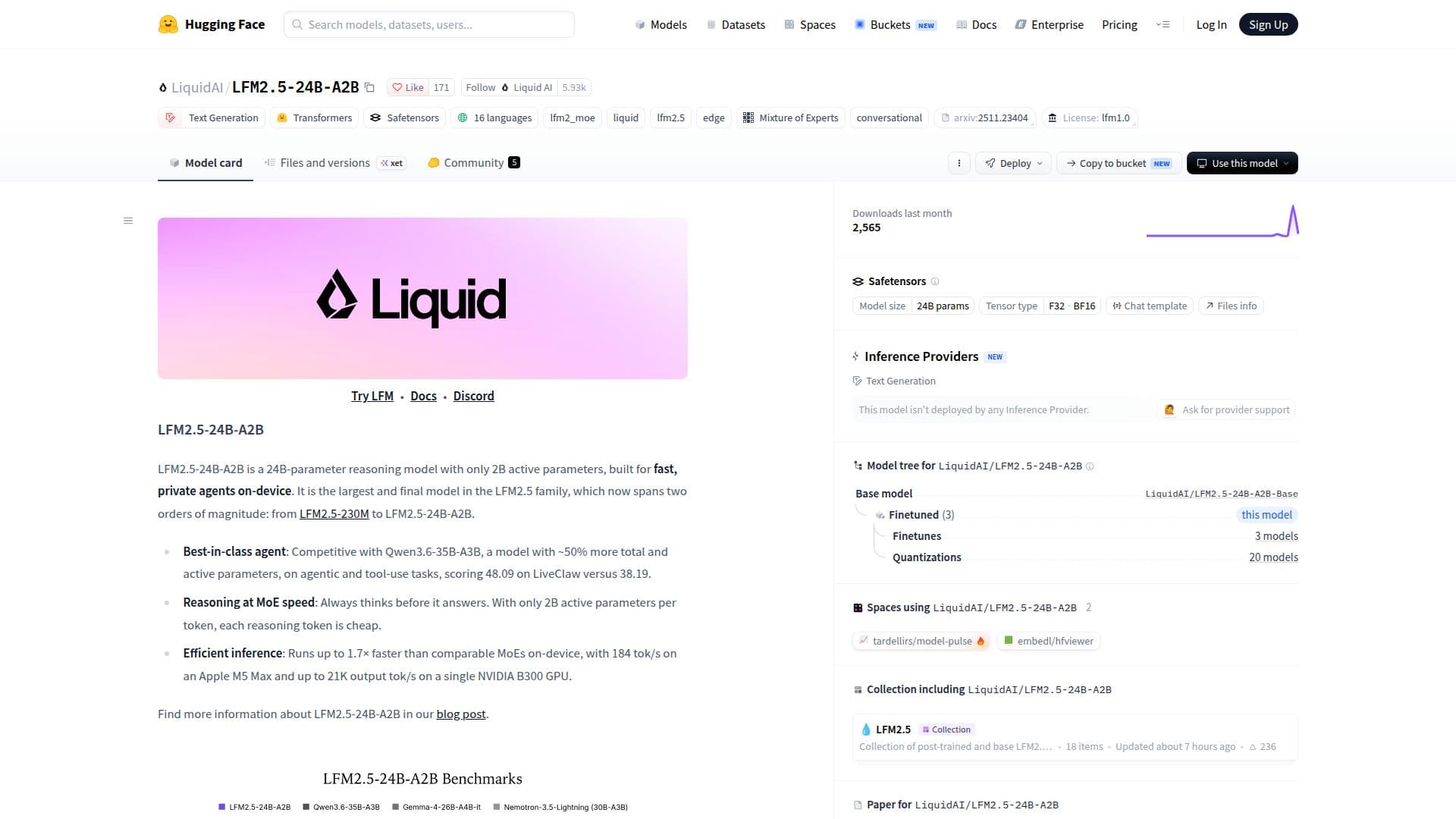 لقطة شاشة لـ LiquidAI LFM2.5-24B-A2B