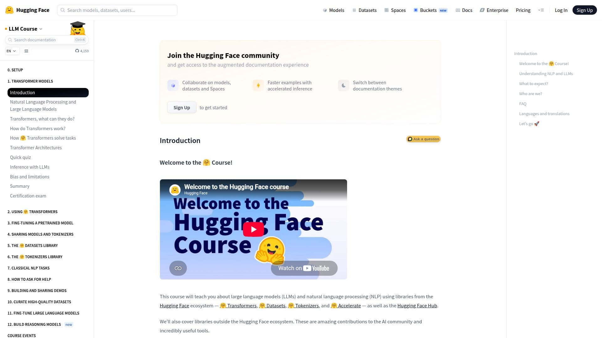 Screenshot von Hugging Face LLM Kurs