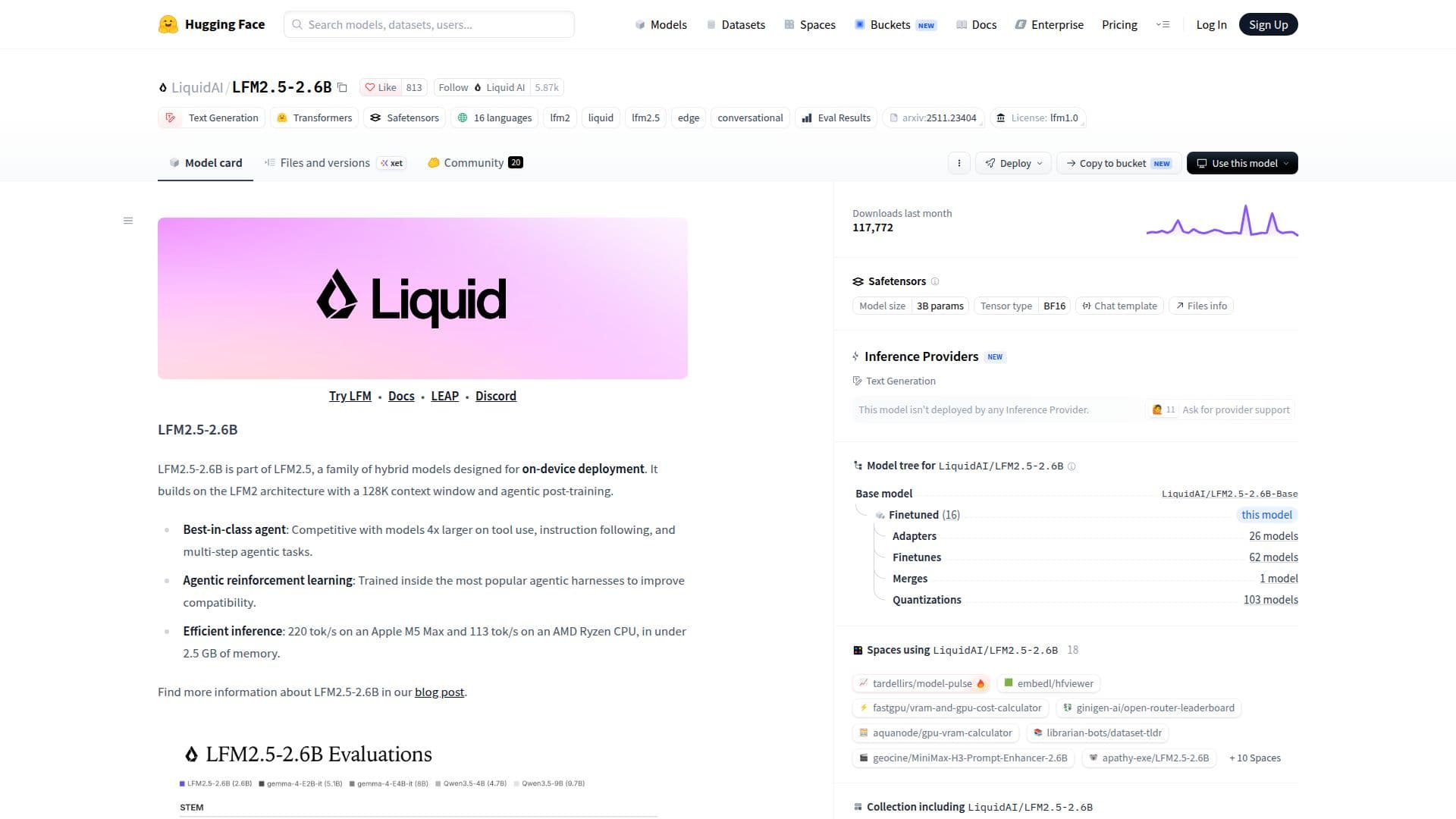 Screenshot von LiquidAI LFM2.5-2.6B