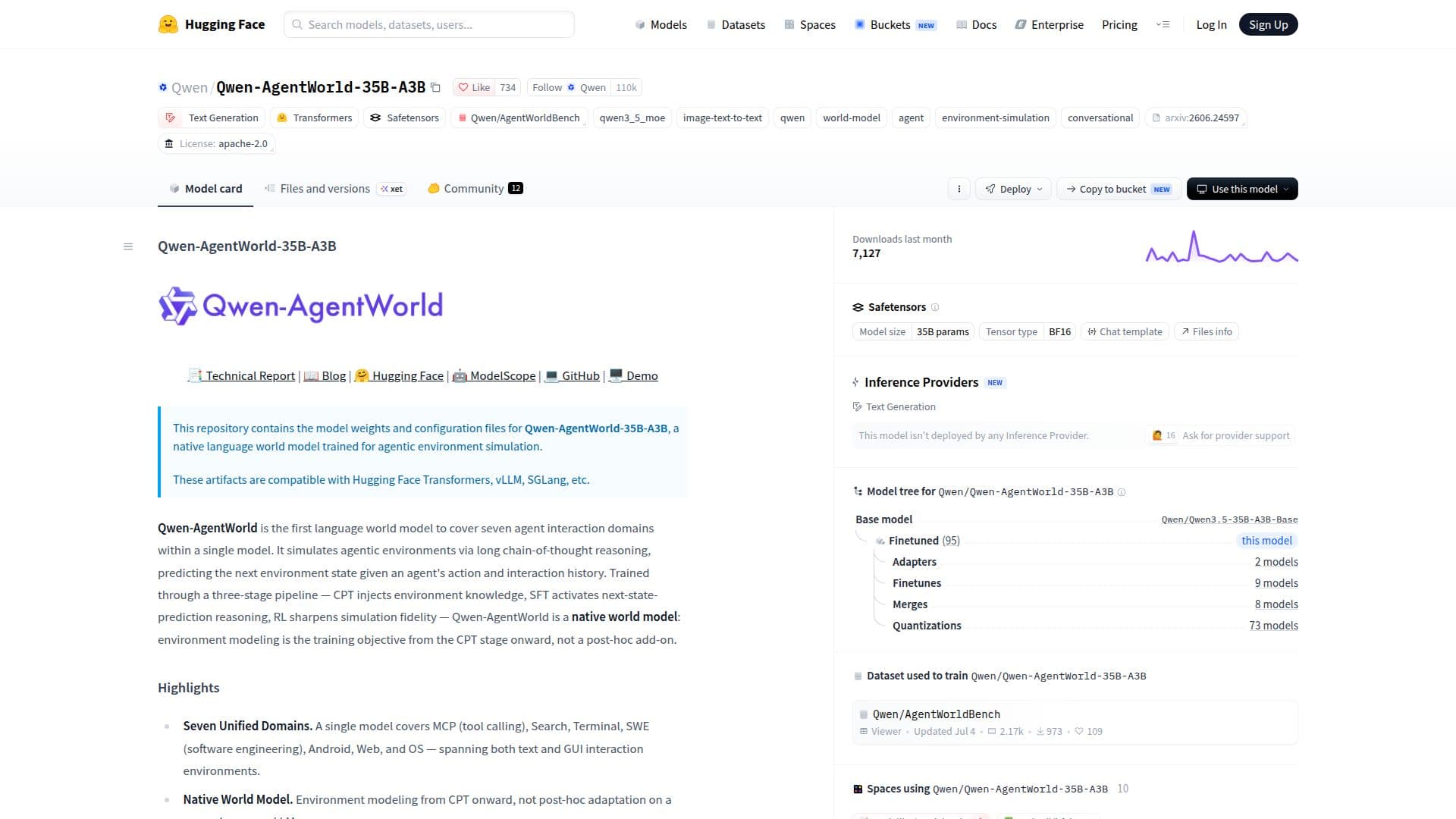 لقطة شاشة لـ Qwen-AgentWorld-35B-A3B