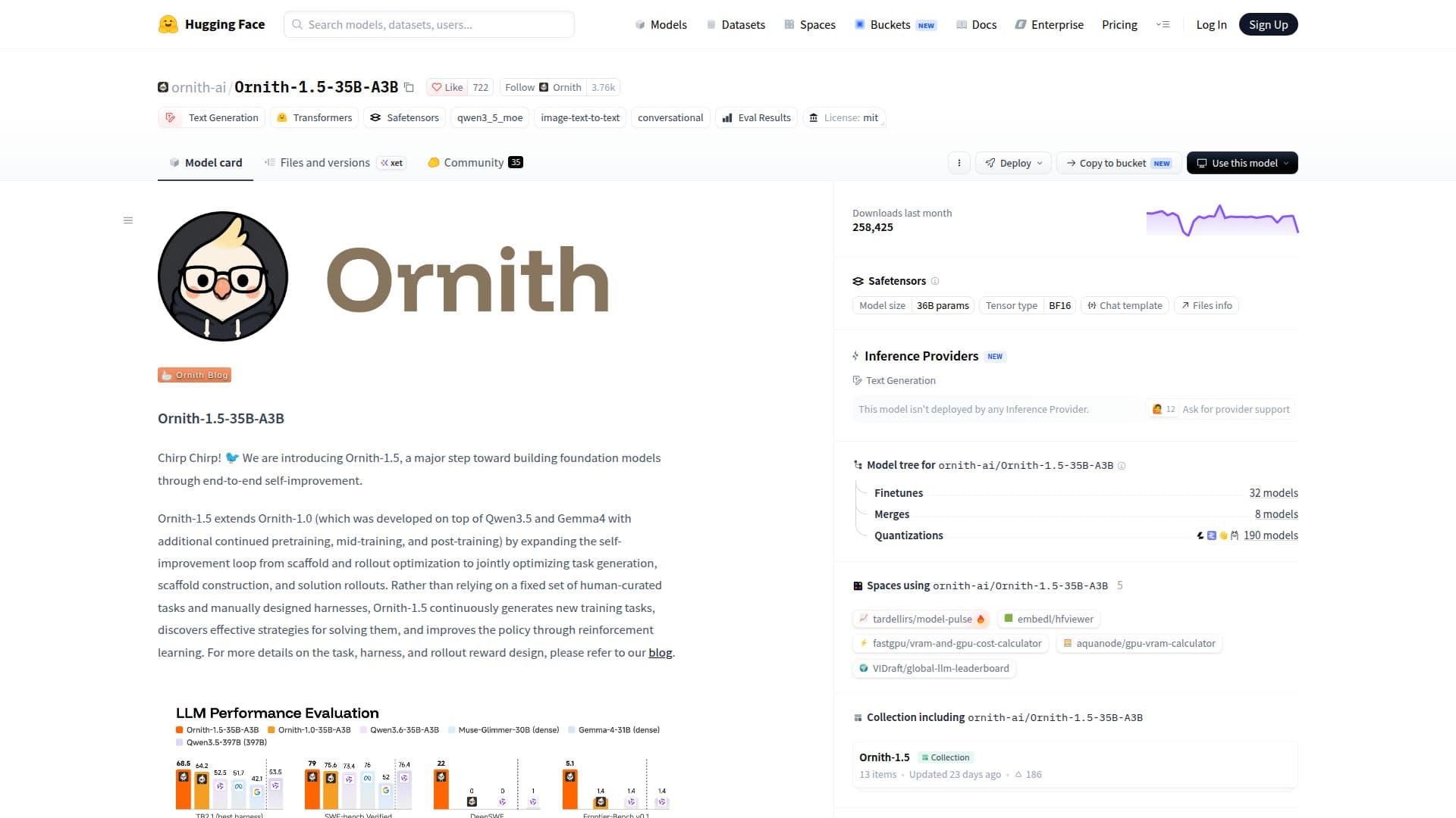 Screenshot von Ornith-1.5-35B-A3B