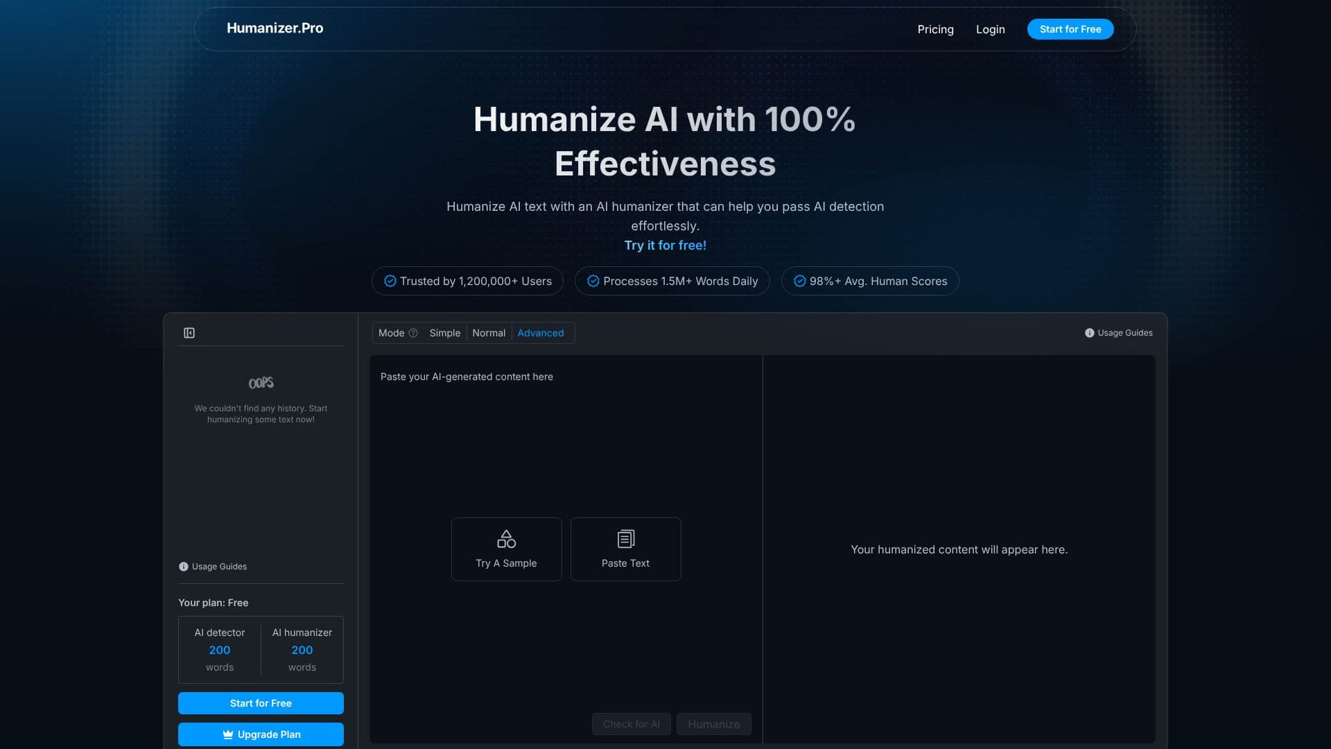 Screenshot von AI Humanizer Pro