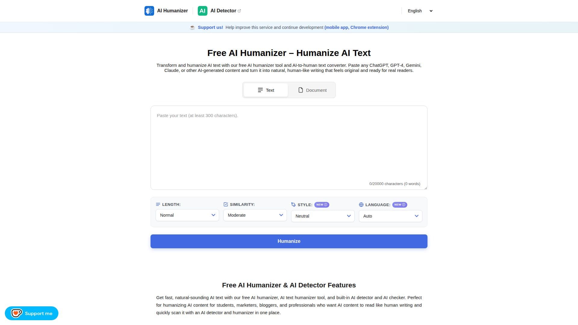 Humanizer Tool のスクリーンショット