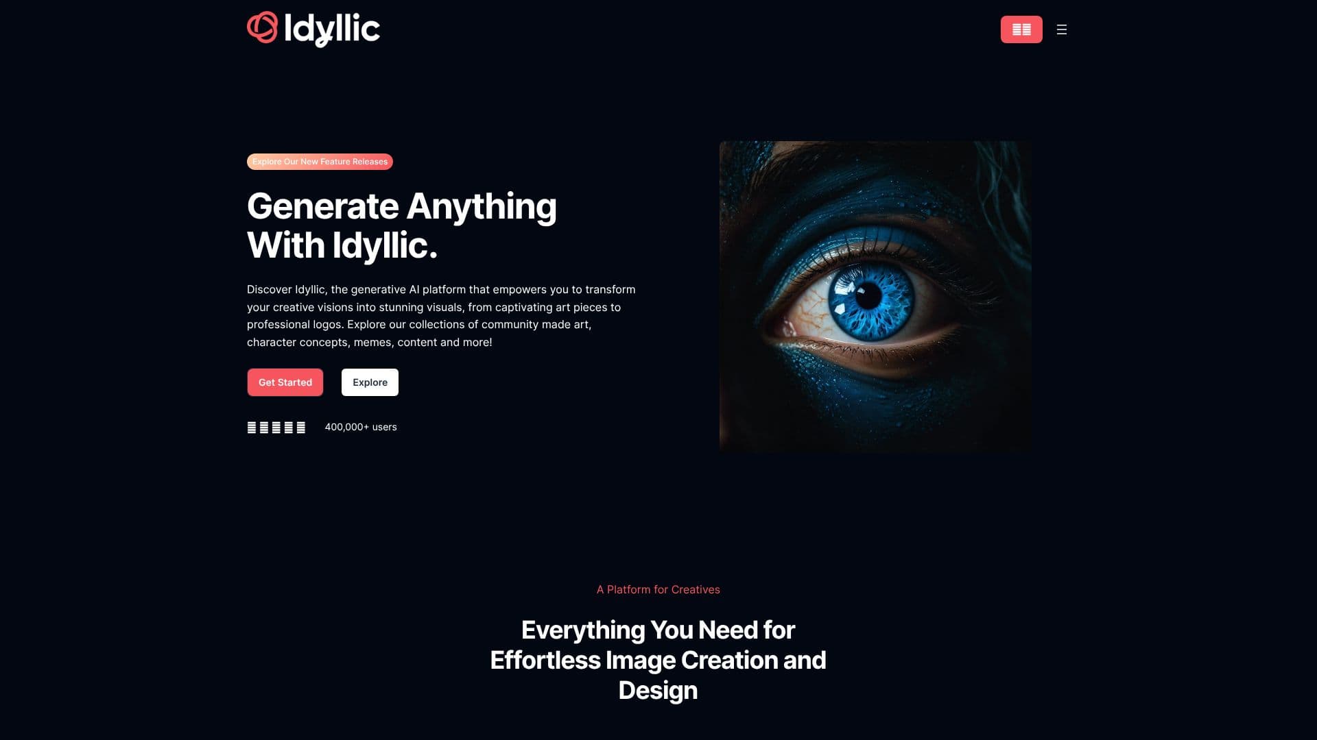 لقطة شاشة لـ Idyllic AI Image Generator