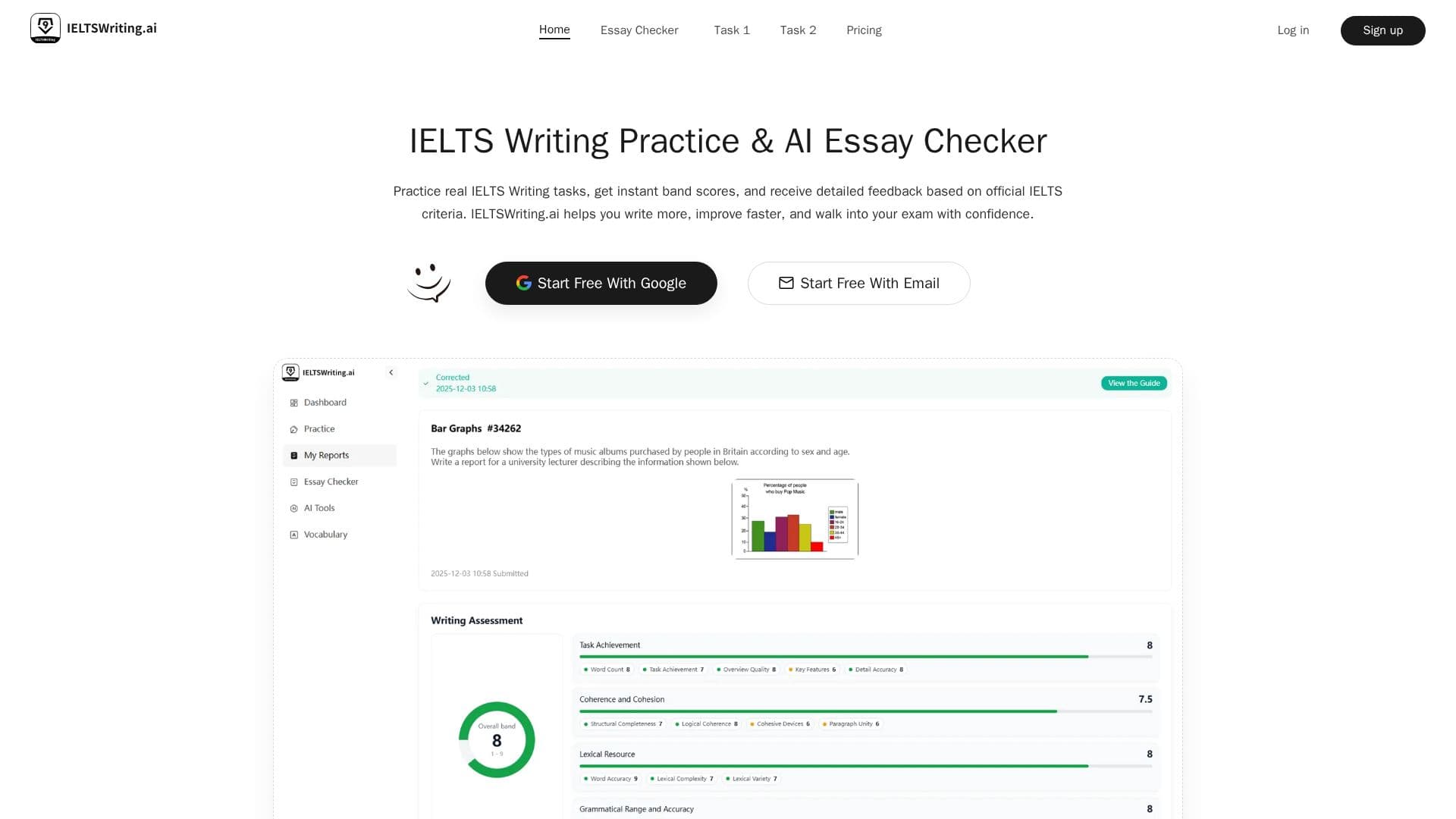 Capture d’écran de IELTSWriting.ai