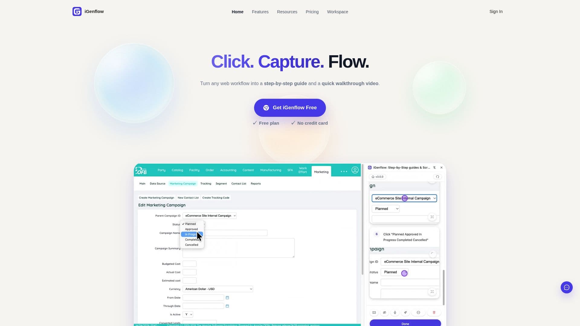 Screenshot von iGenflow