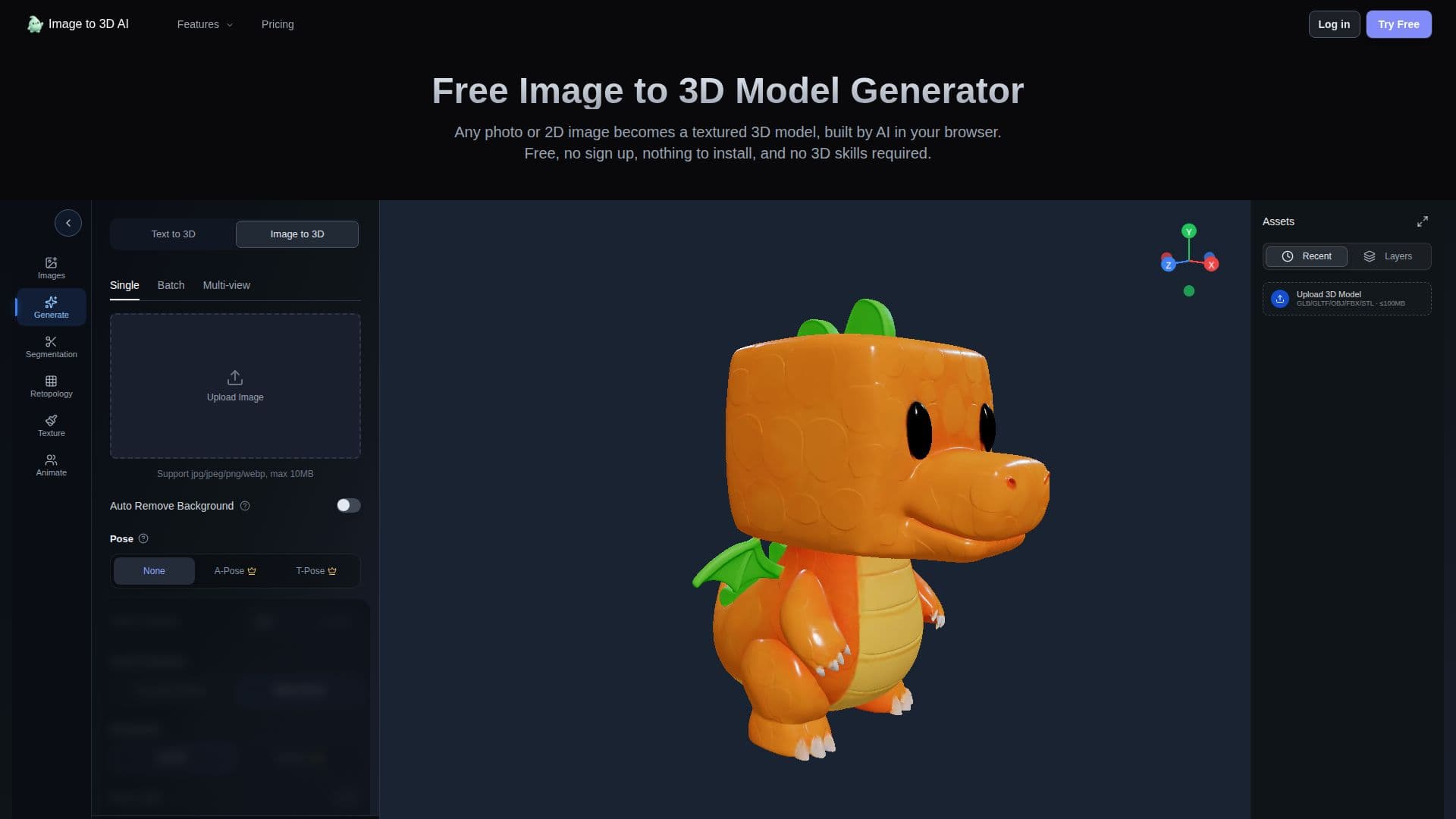 Image to 3D AI screenshot